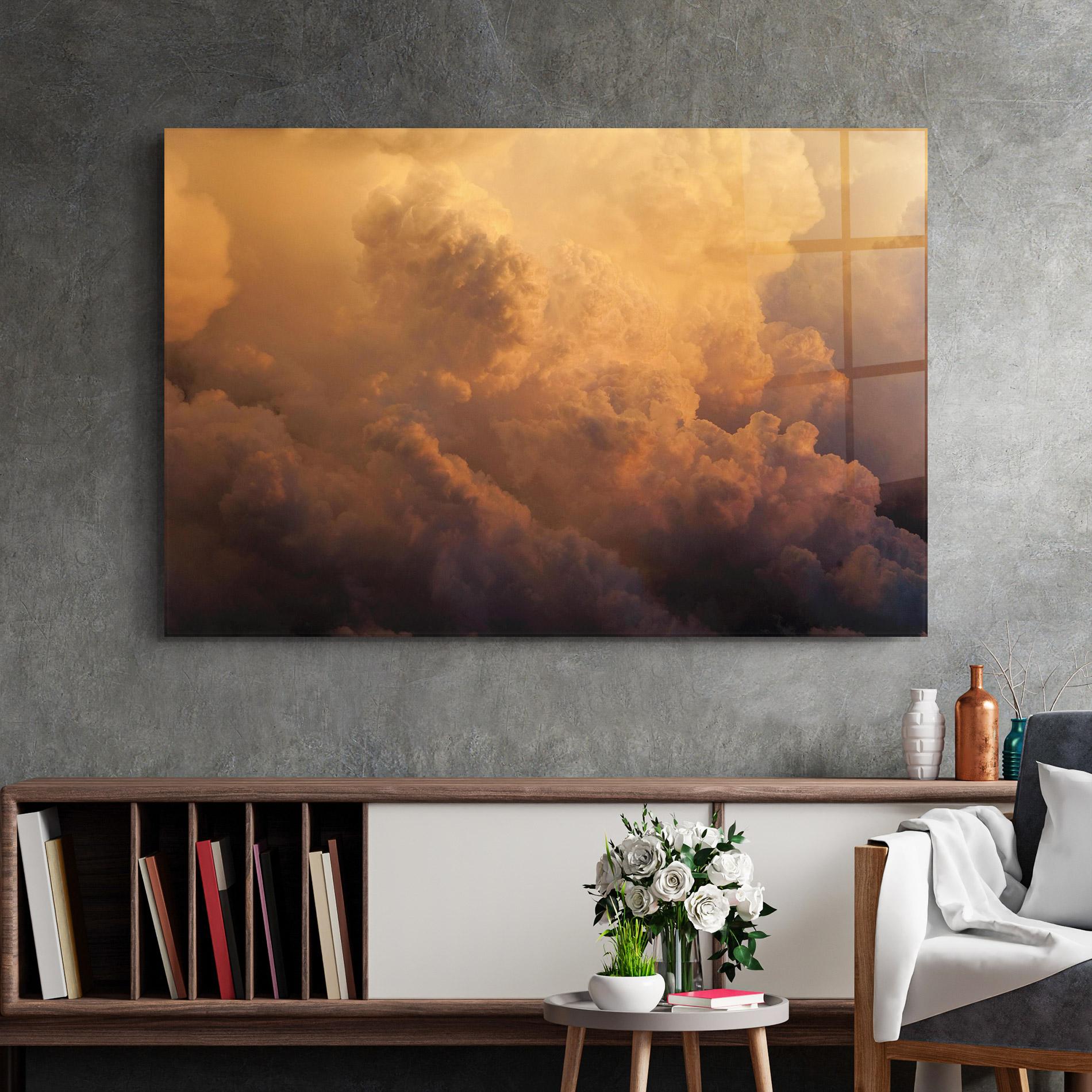 Стъклена картина Brown Orange Clouds mockup 2