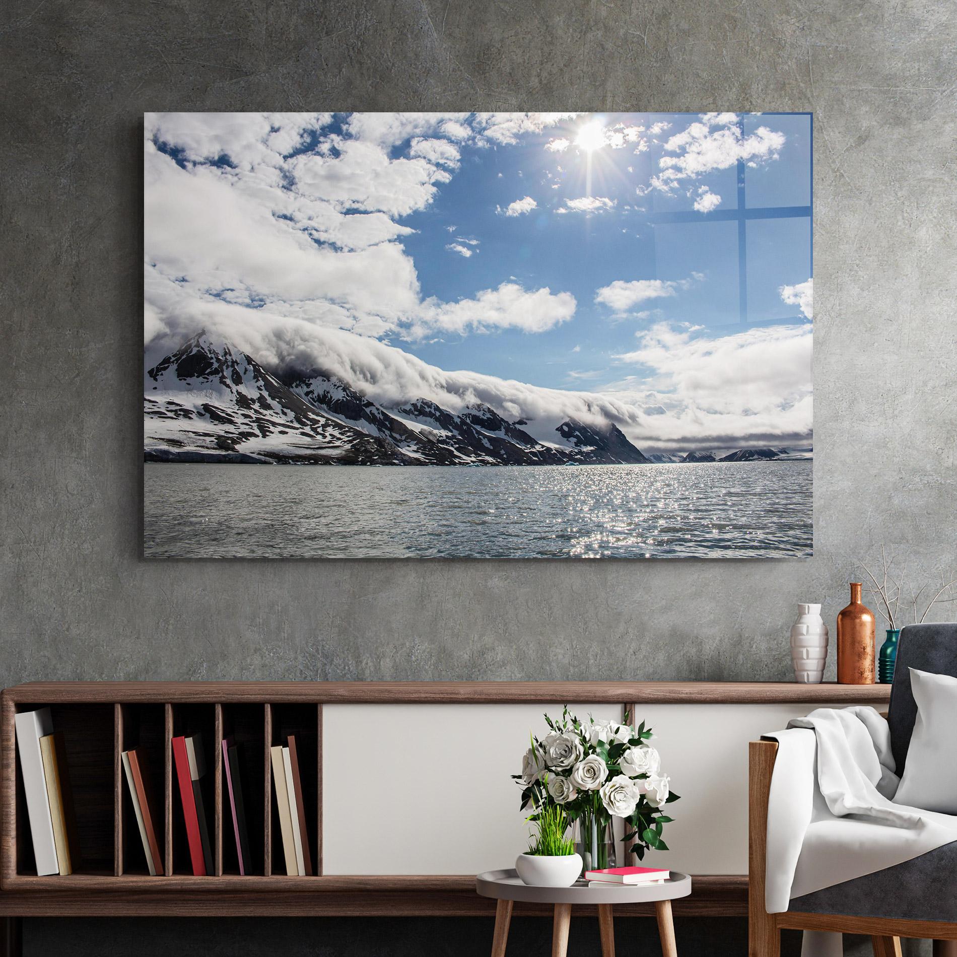 Стъклена картина Clouds Over Ice mockup 2