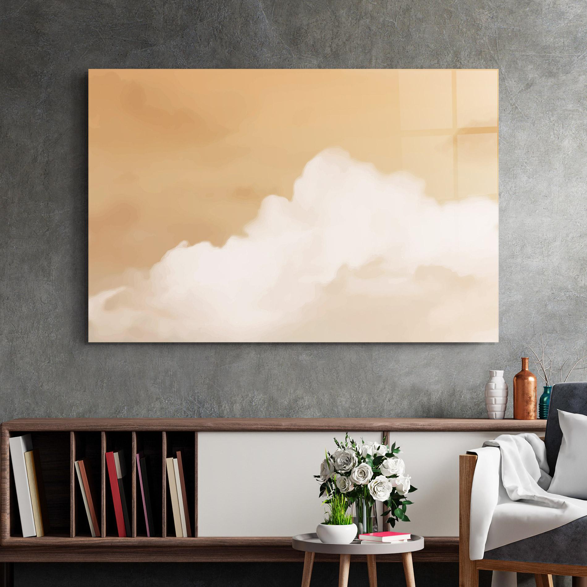 Стъклена картина Clouds Watercolor Yellow mockup 2