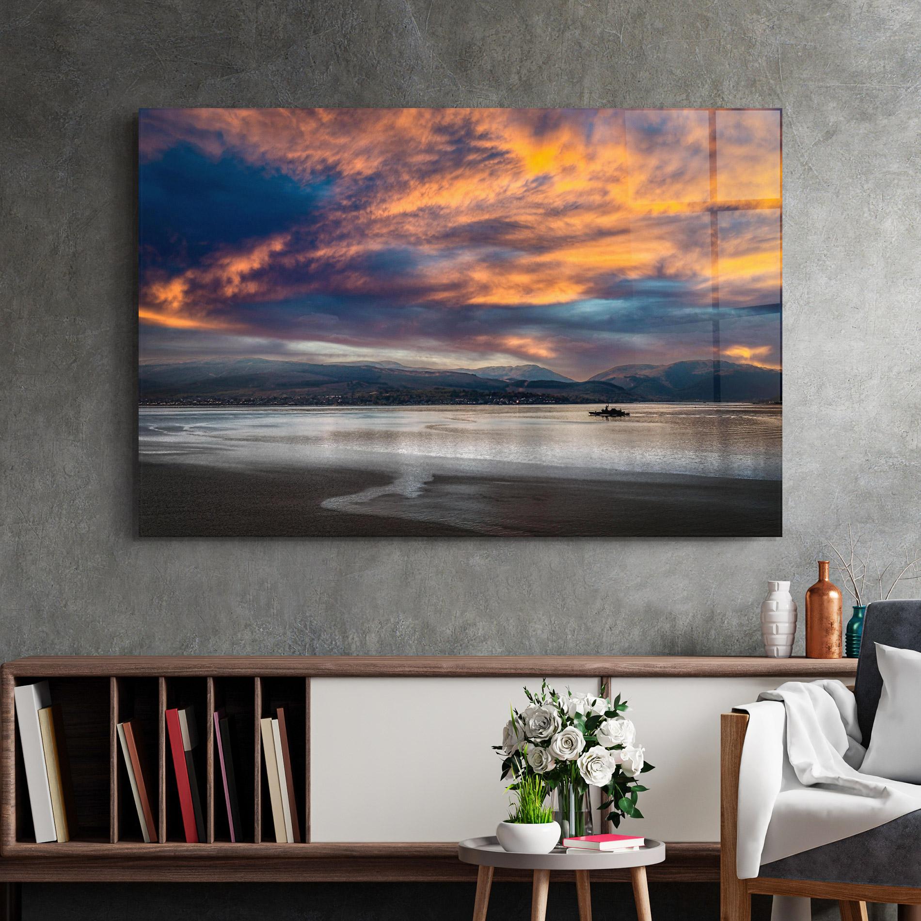 Стъклена картина Purple Blue Sky View mockup 2