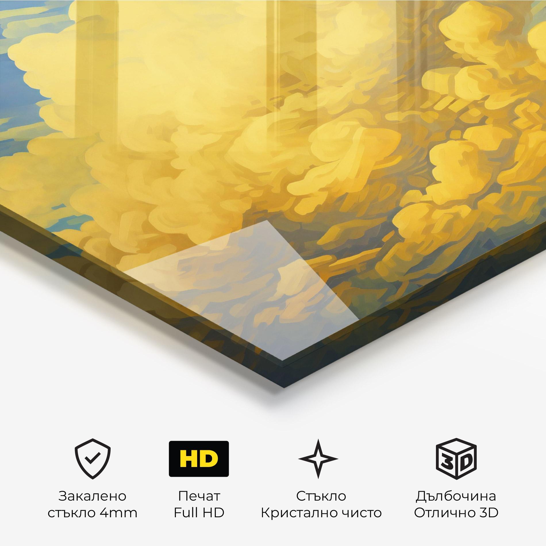 Стъклена картина Big Yellow Cloud Art mockup 3