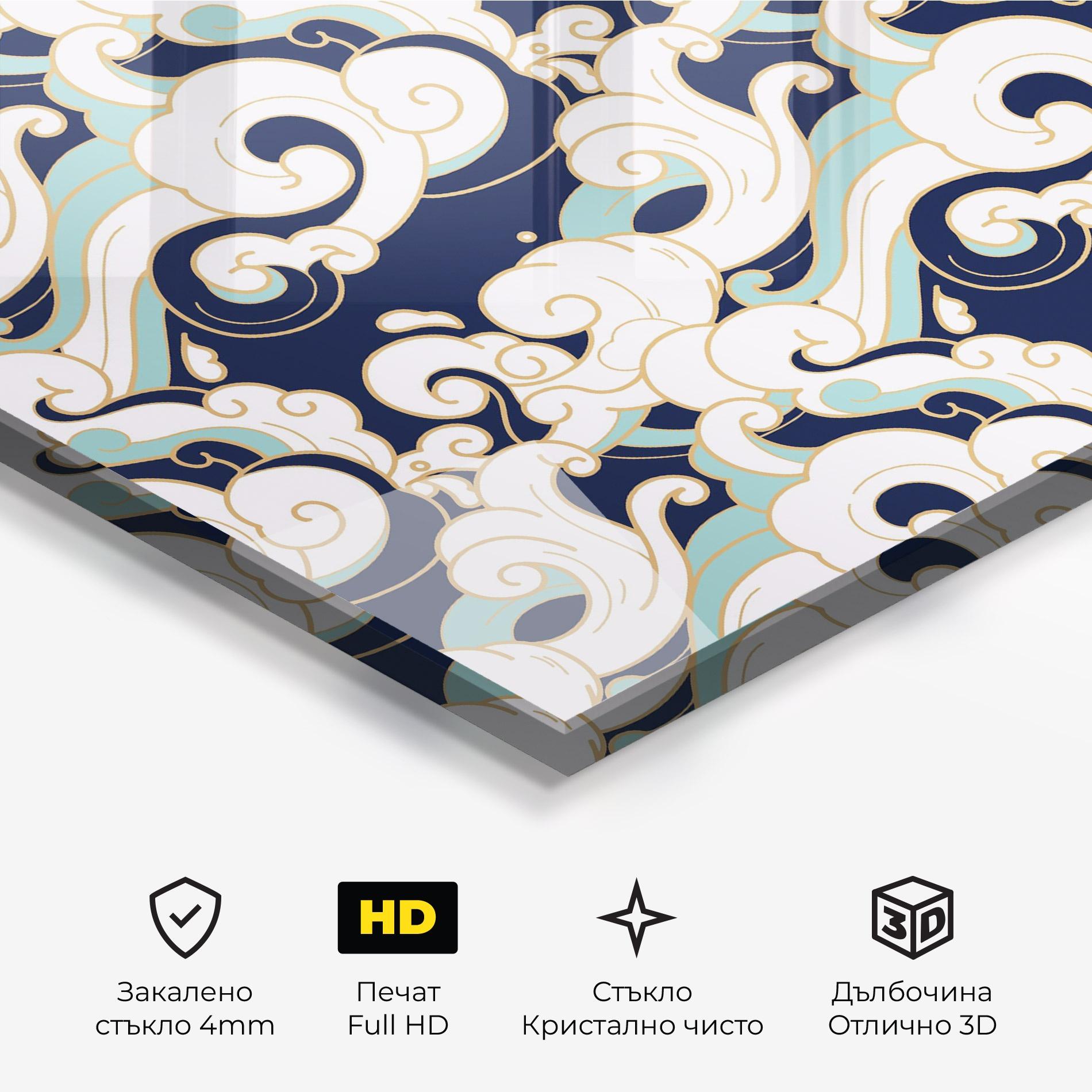 Стъклена картина Blue Green Cloud mockup 3