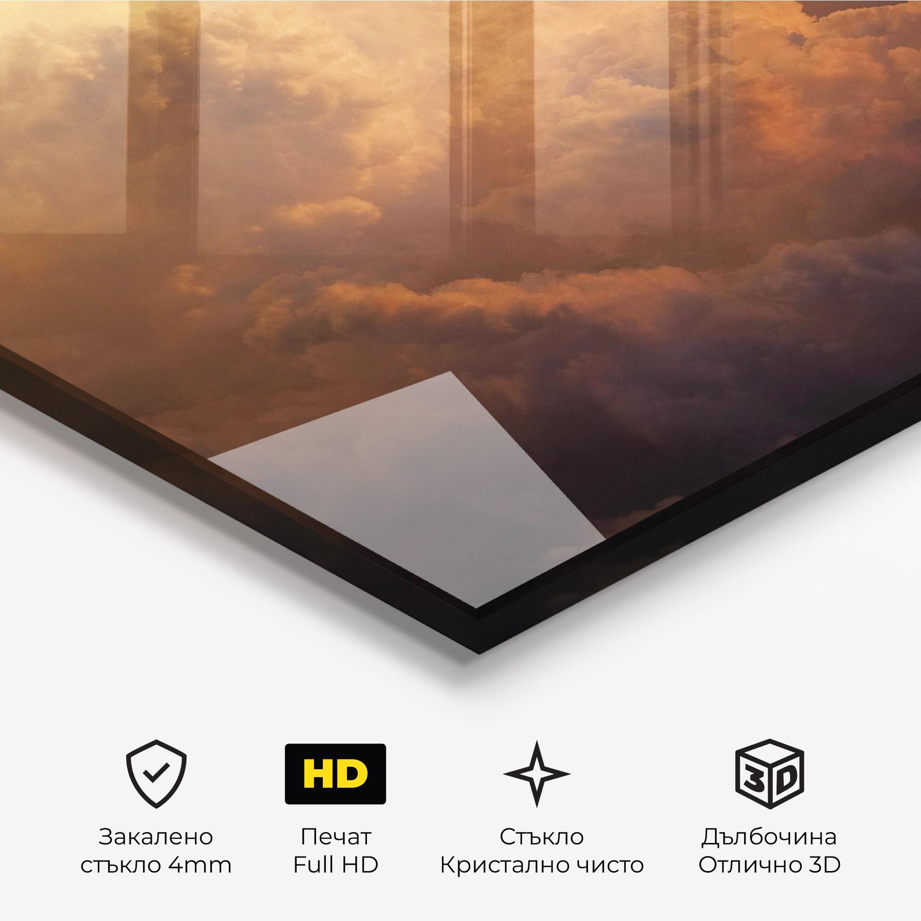 Стъклена картина Brown Orange Clouds mockup 3