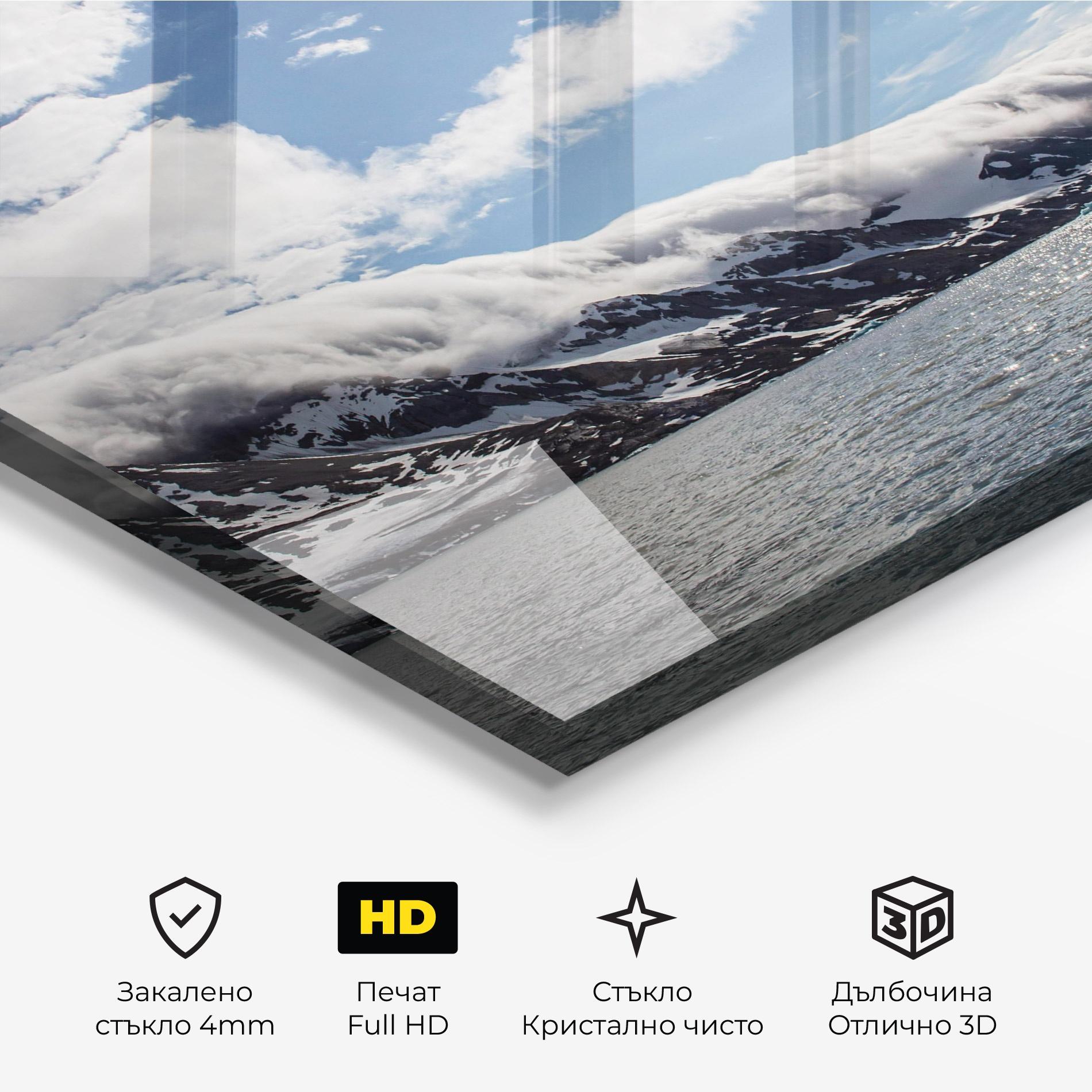 Стъклена картина Clouds Over Ice mockup 3