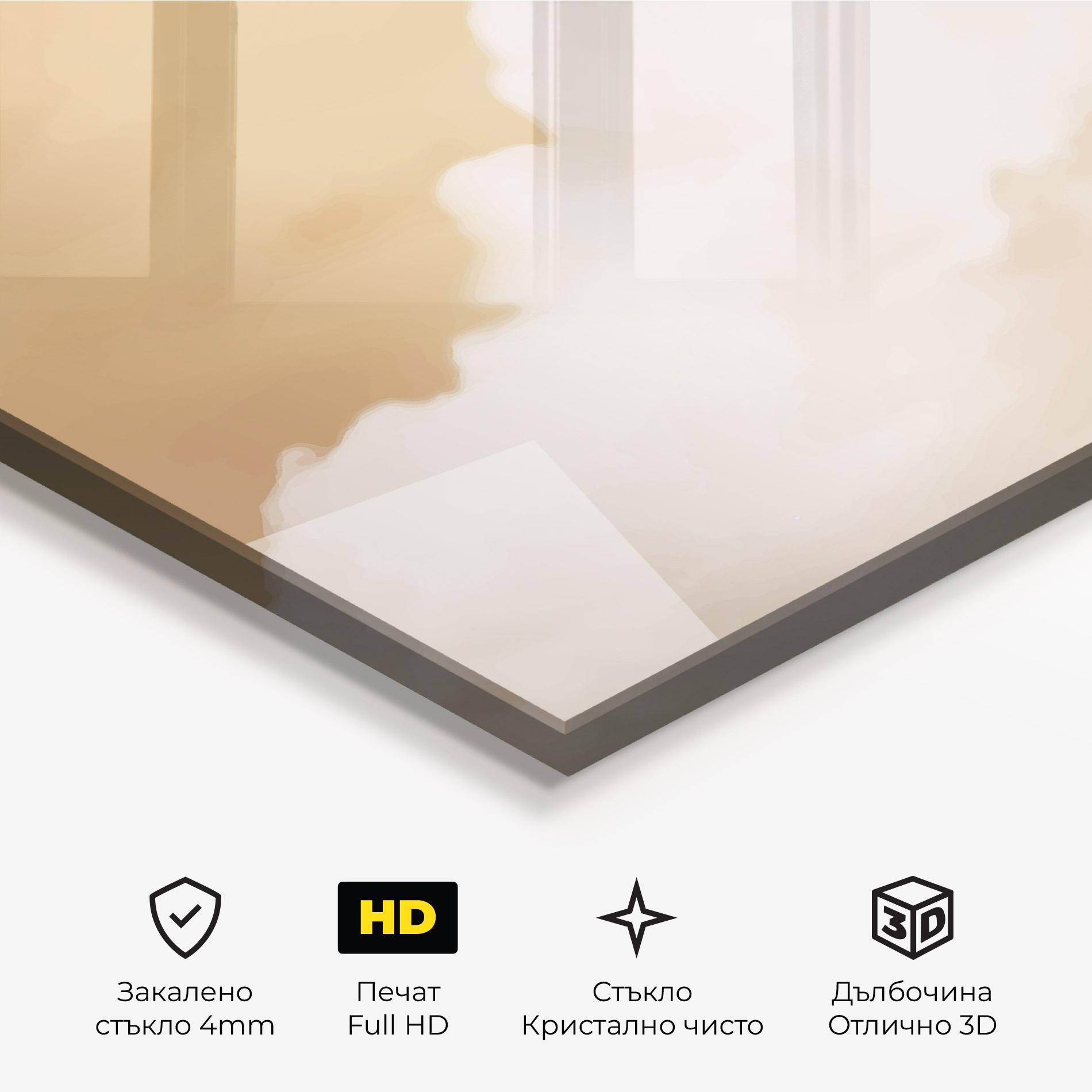 Стъклена картина Clouds Watercolor Yellow mockup 3