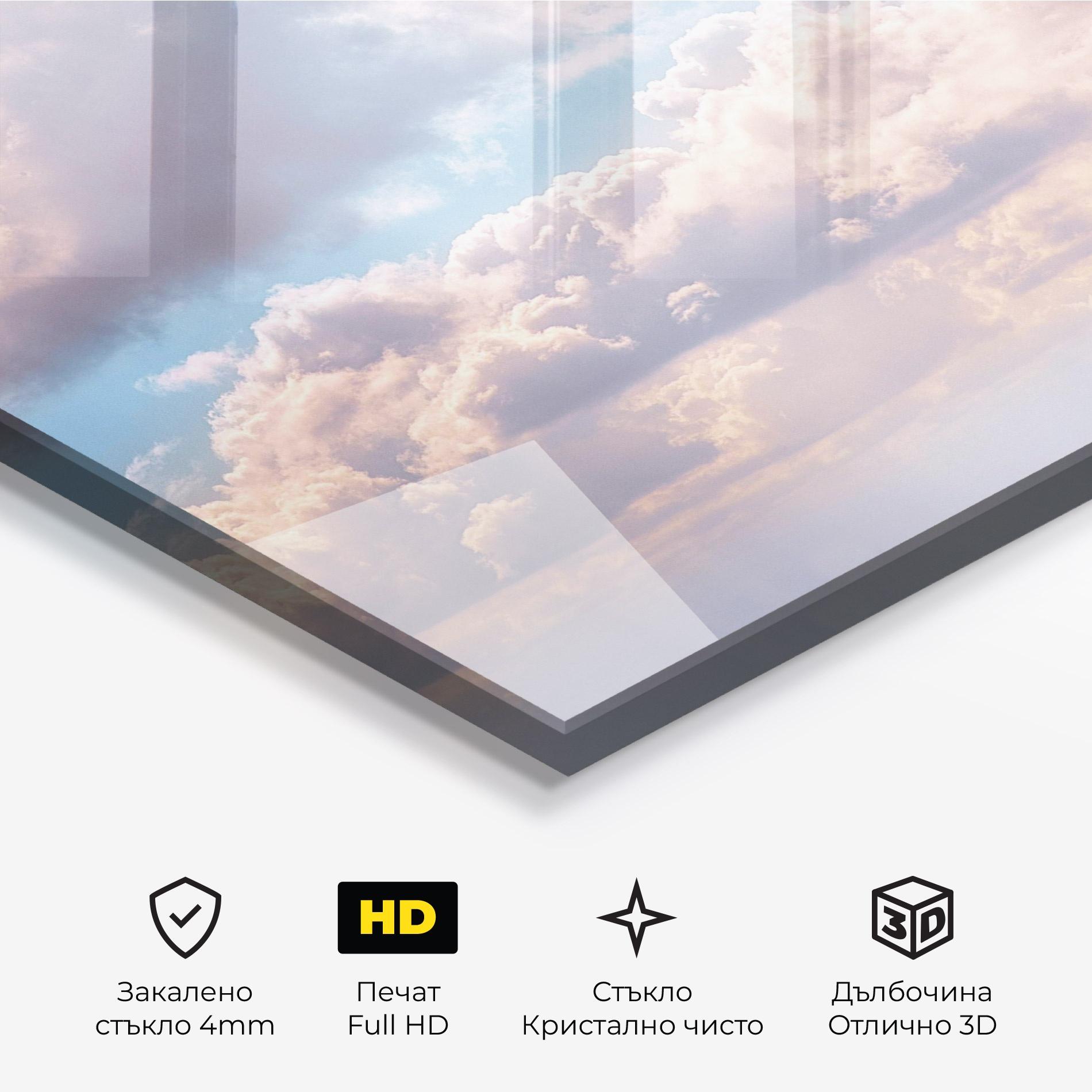 Стъклена картина Dreamy Clouds mockup 3