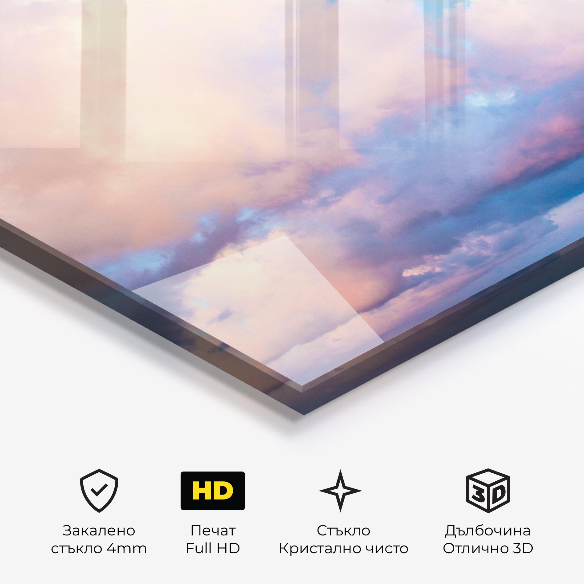 Стъклена картина Dreamy Pink Clouds mockup 3