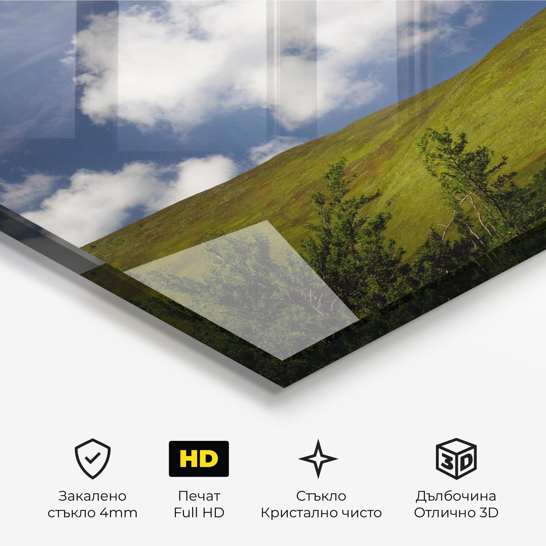 Стъклена картина Grass View Cloud mockup 3