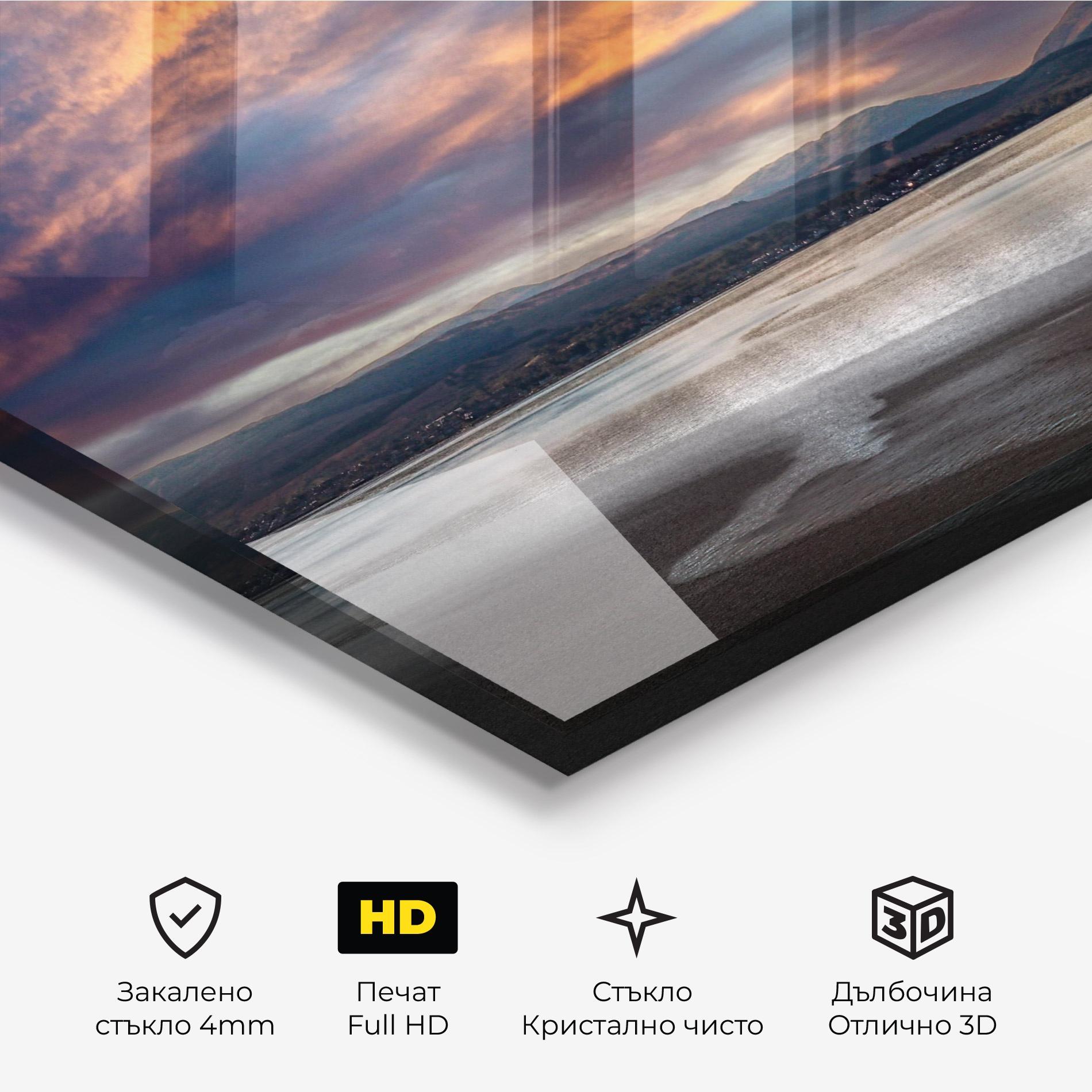 Стъклена картина Purple Blue Sky View mockup 3
