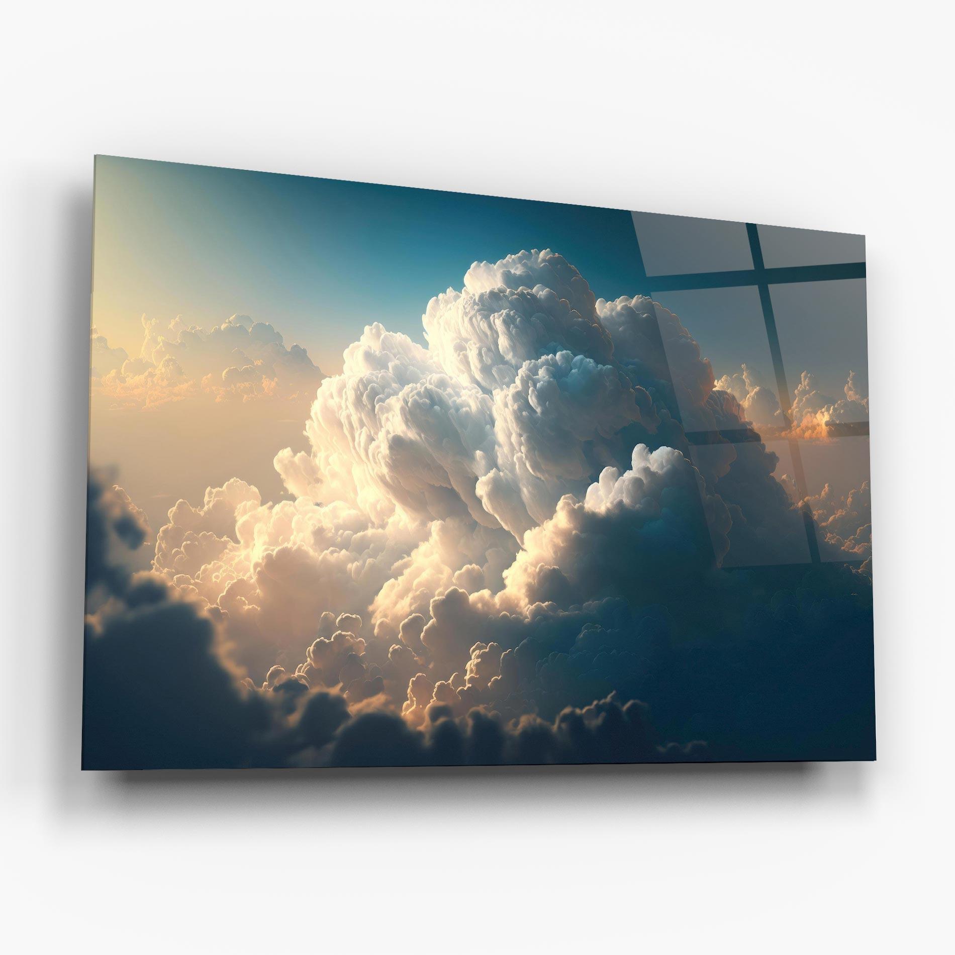 Стъклена картина Big Puffy Clouds mockup 6