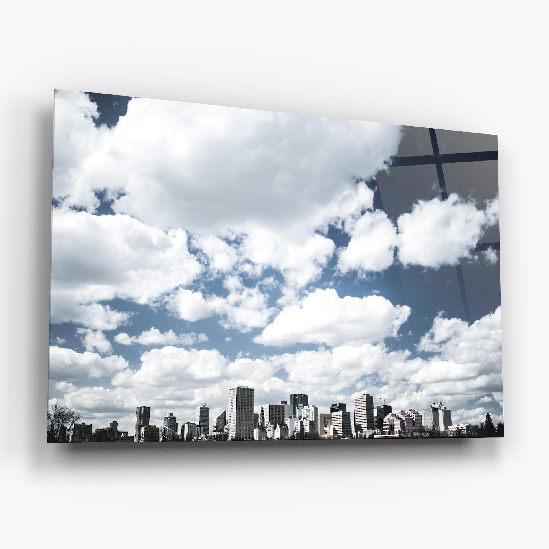 Стъклена картина Clouds Over City mockup 6