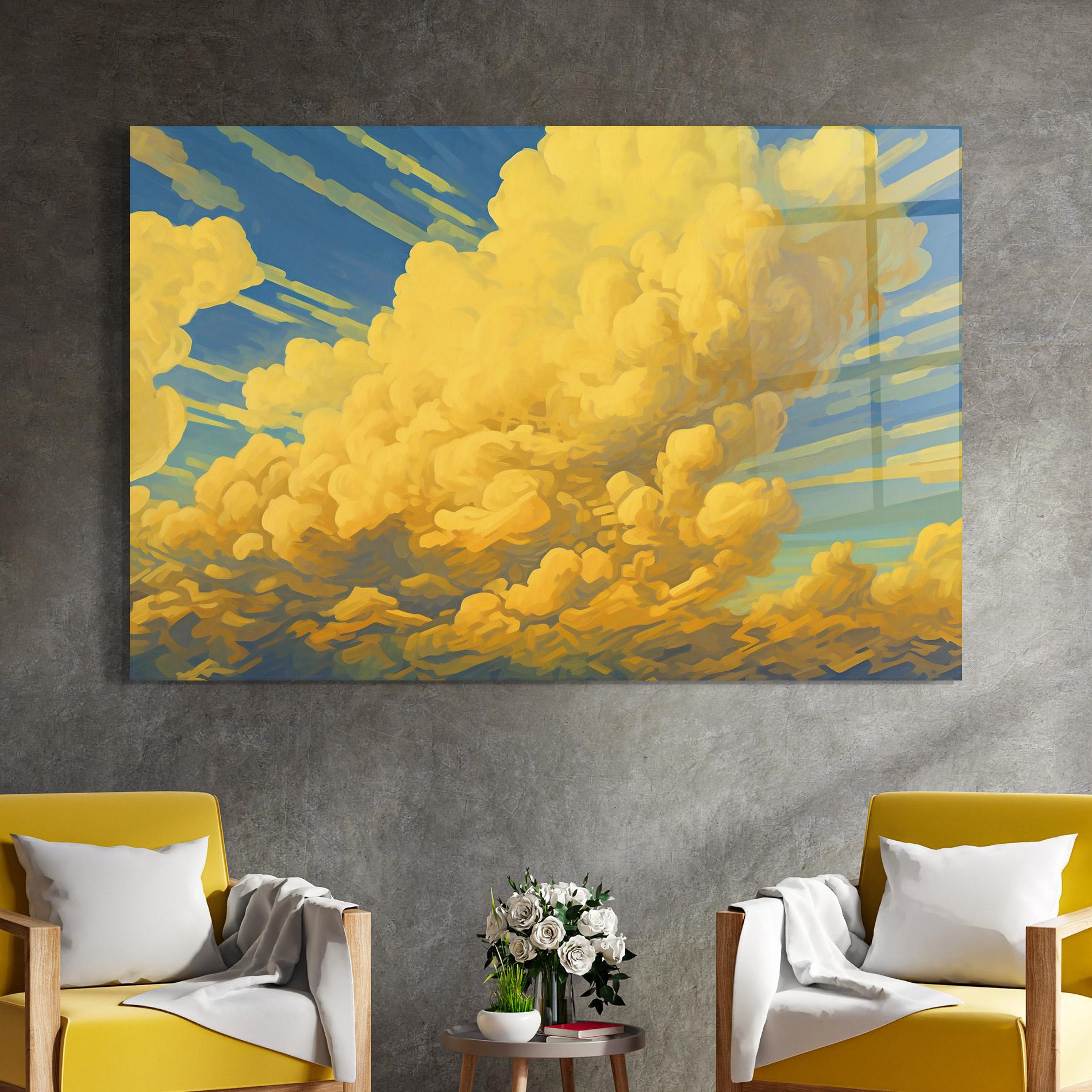 Стъклена картина Big Yellow Cloud Art mockup 4