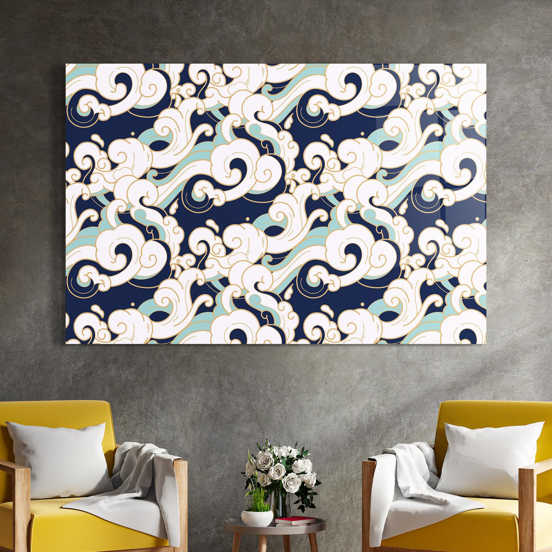 Стъклена картина Blue Green Cloud mockup 4