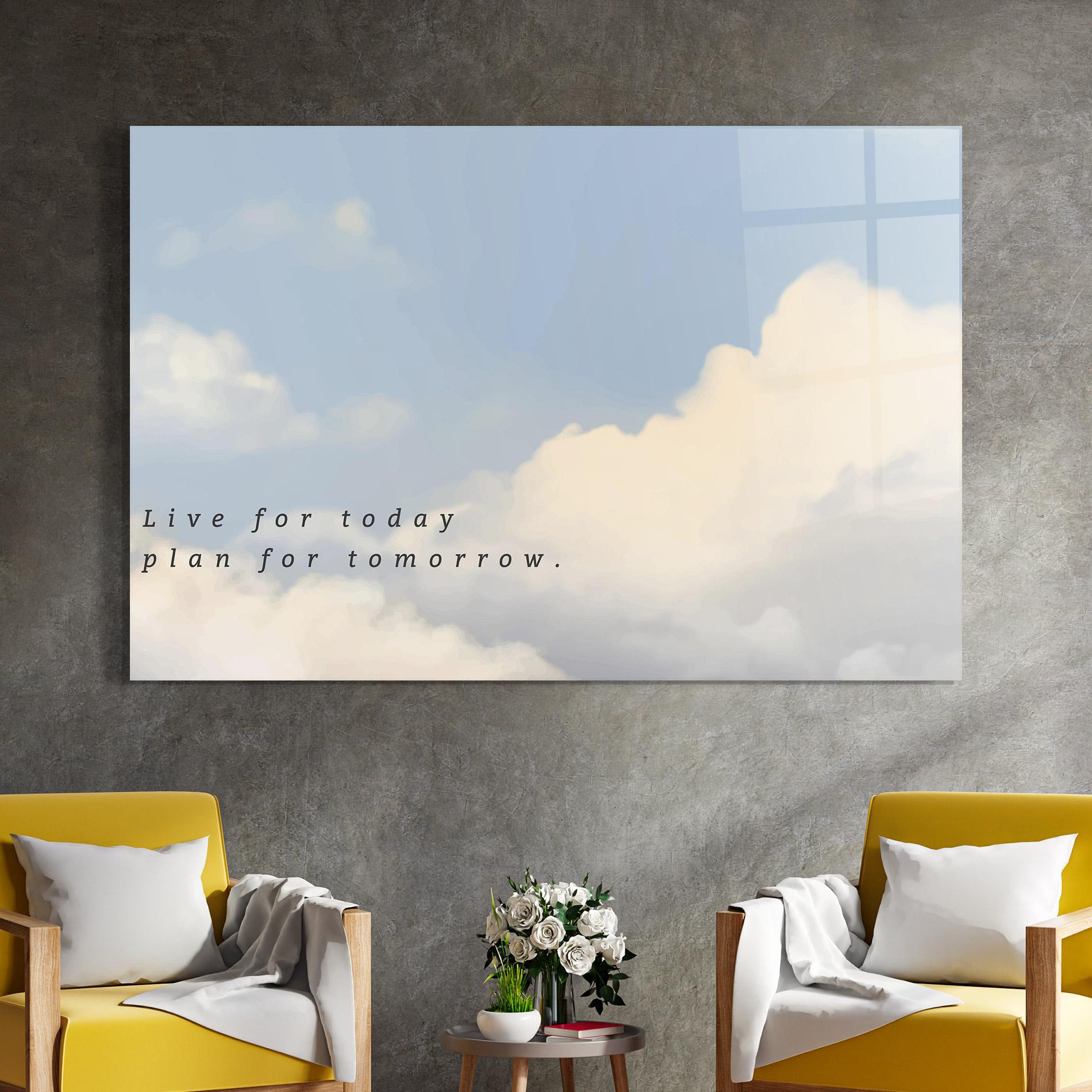 Стъклена картина Clouds Text Blue mockup 4