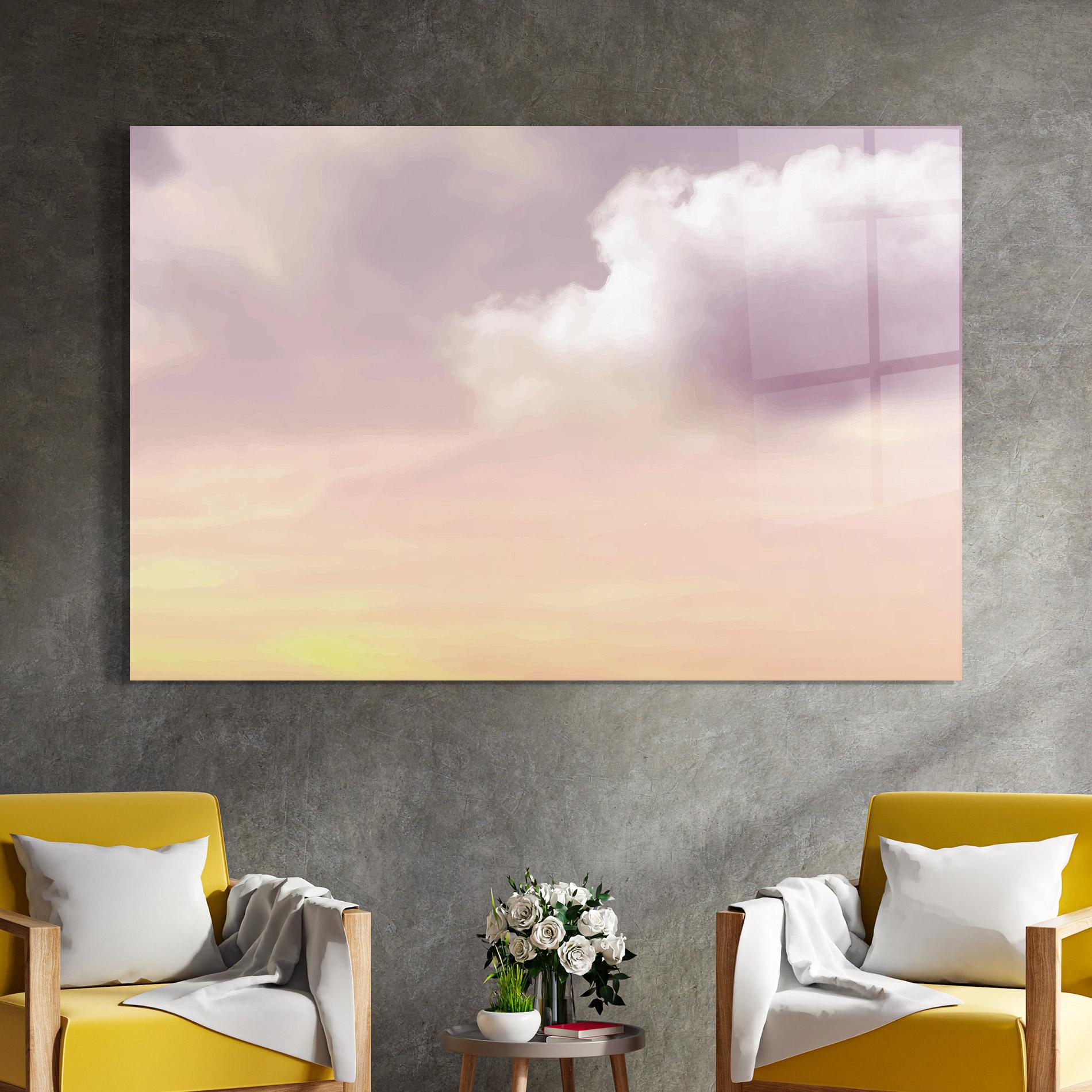 Стъклена картина Clouds Watercolor Cream mockup 4