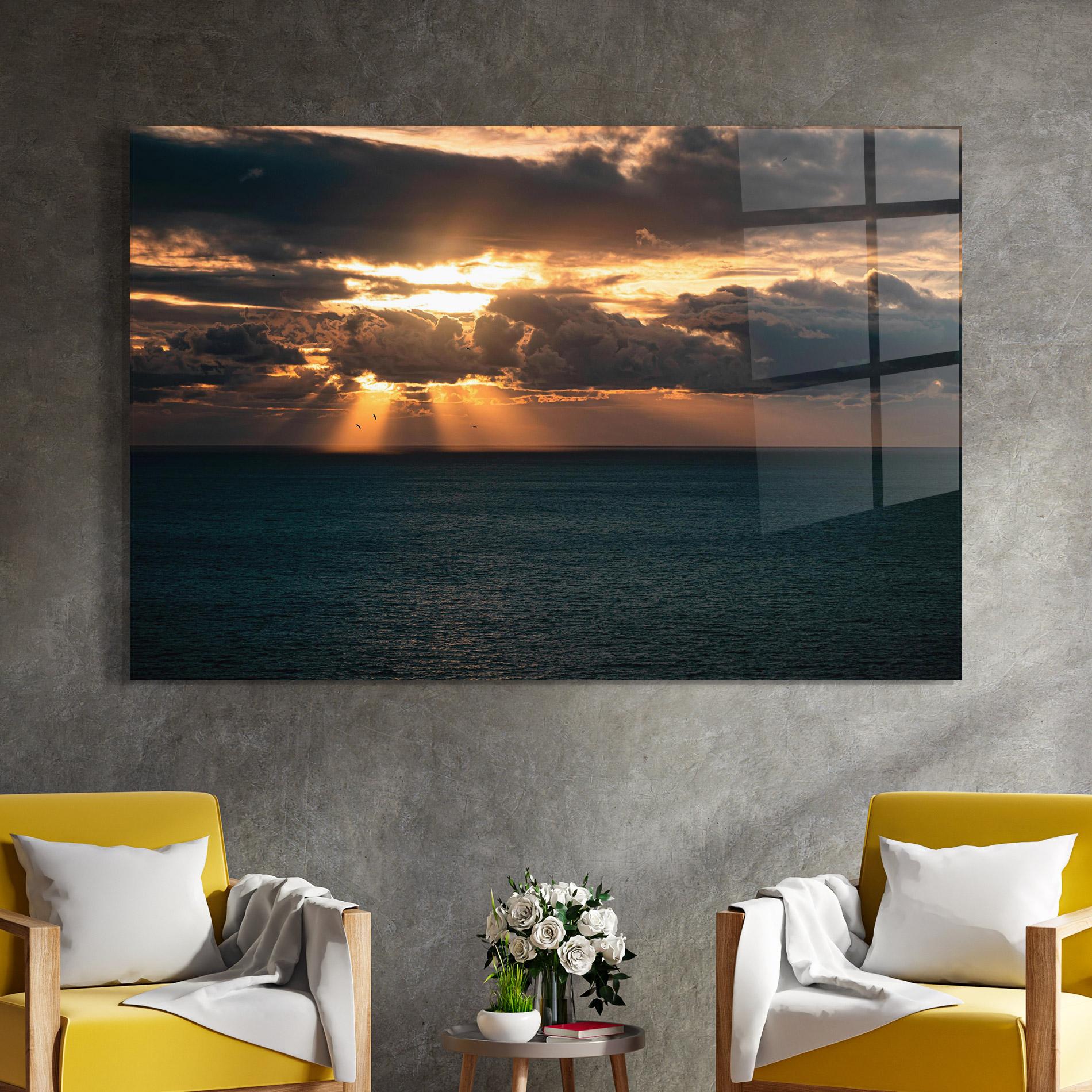 Стъклена картина Cloudy Sunrise mockup 4