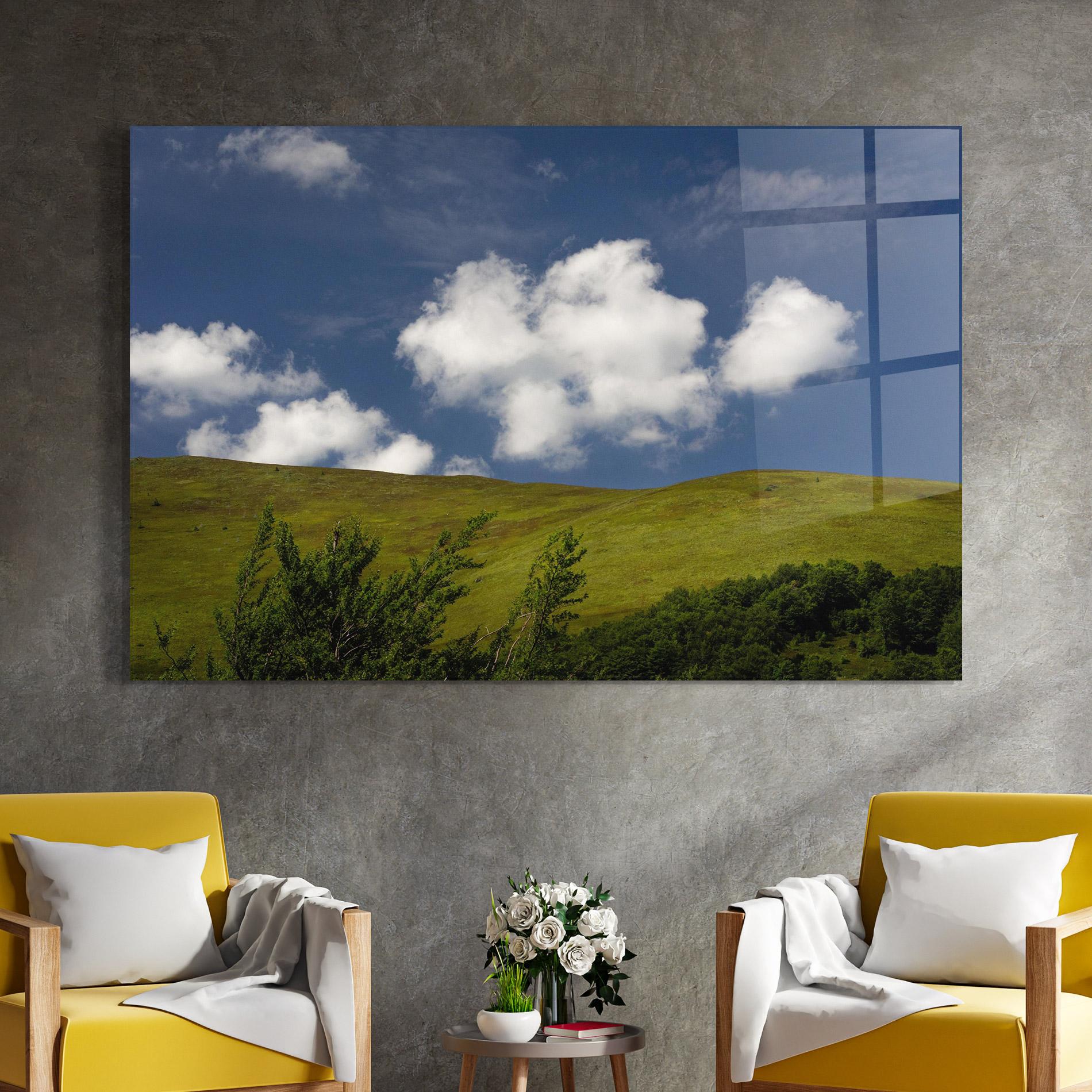 Стъклена картина Grass View Cloud mockup 4