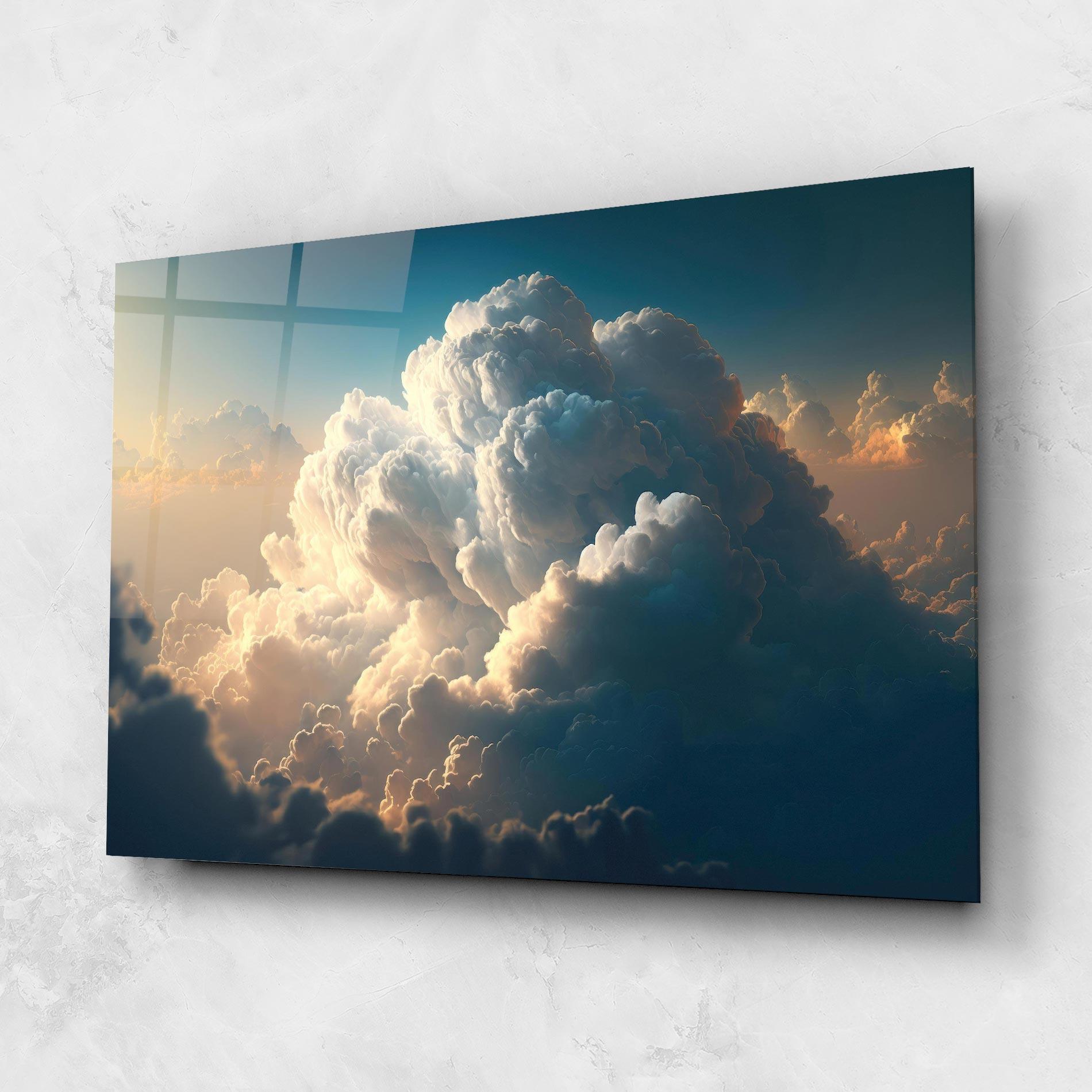 Стъклена картина Big Puffy Clouds mockup 1