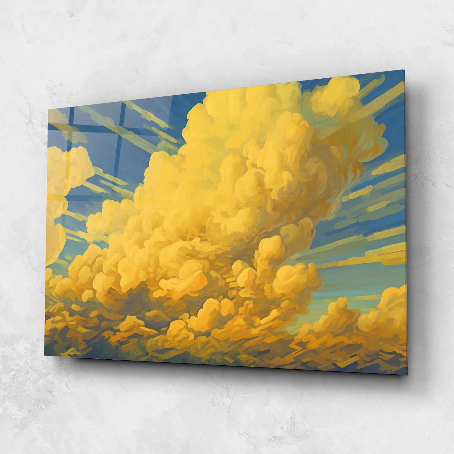 Стъклена картина Big Yellow Cloud Art mockup 1