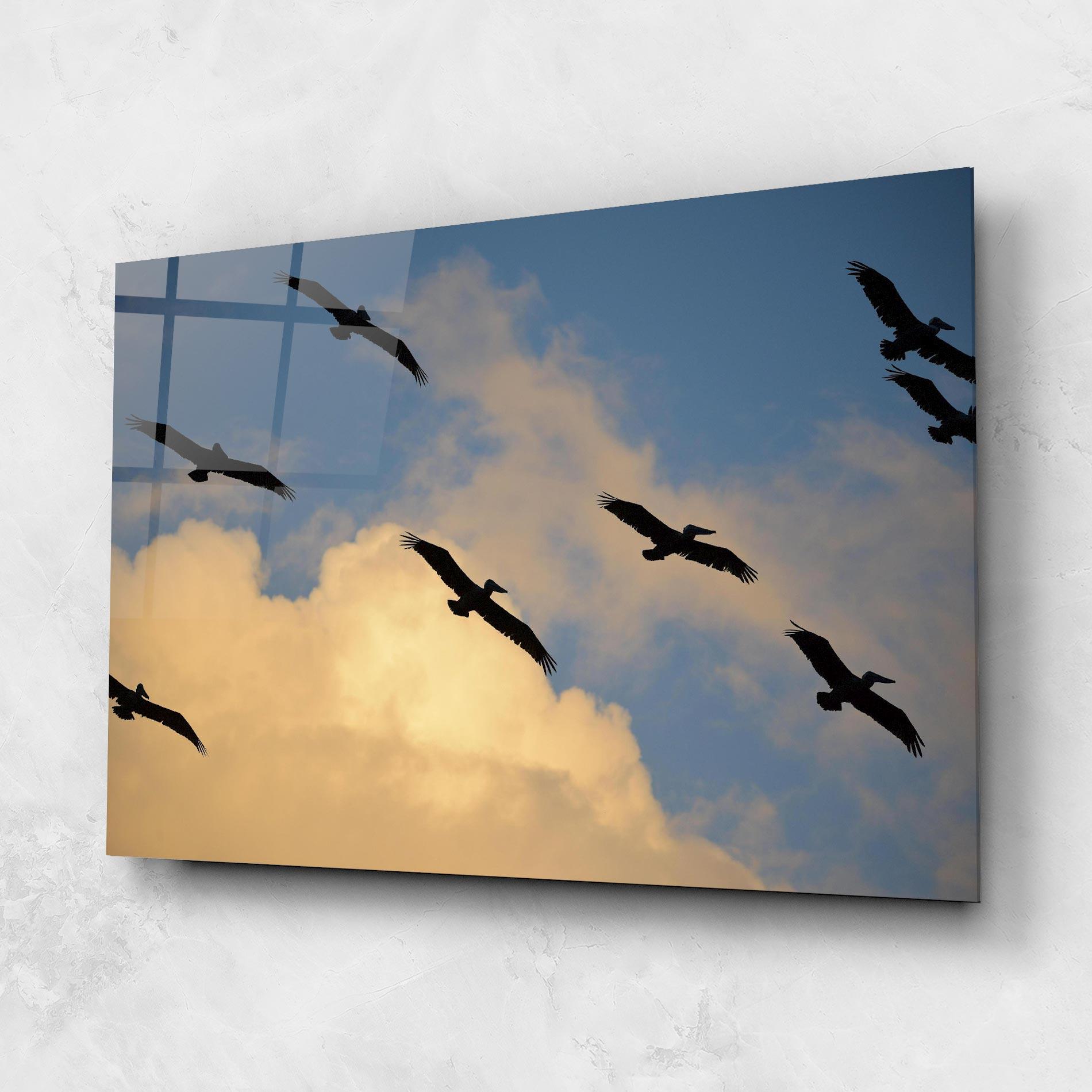Стъклена картина Bird Shilouette Cloud mockup 1