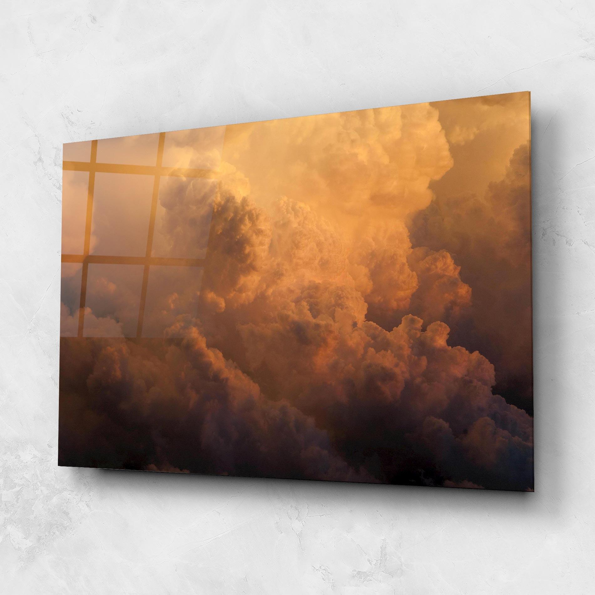Стъклена картина Brown Orange Clouds mockup 1