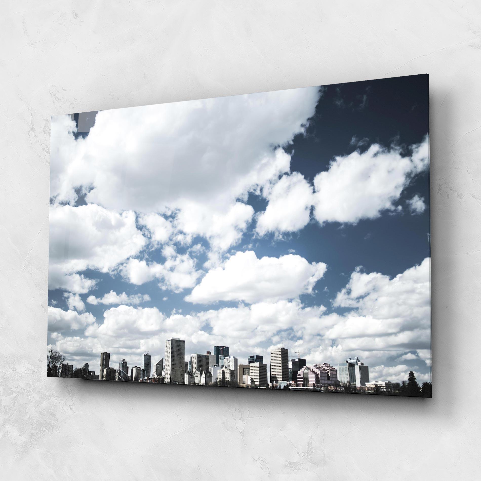 Стъклена картина Clouds Over City mockup 1