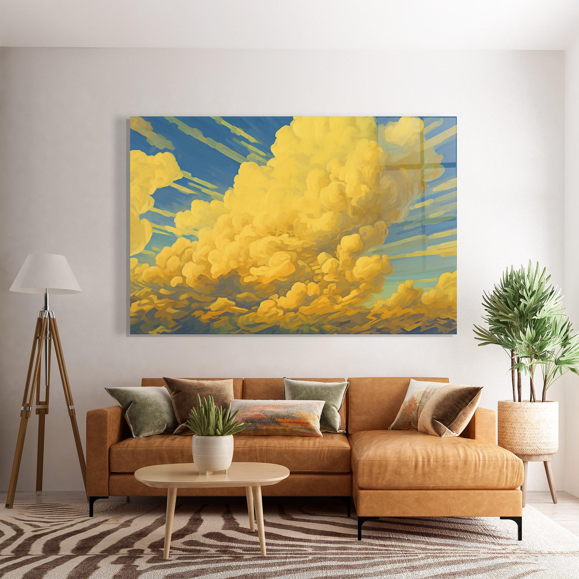 Стъклена картина Big Yellow Cloud Art mockup 7