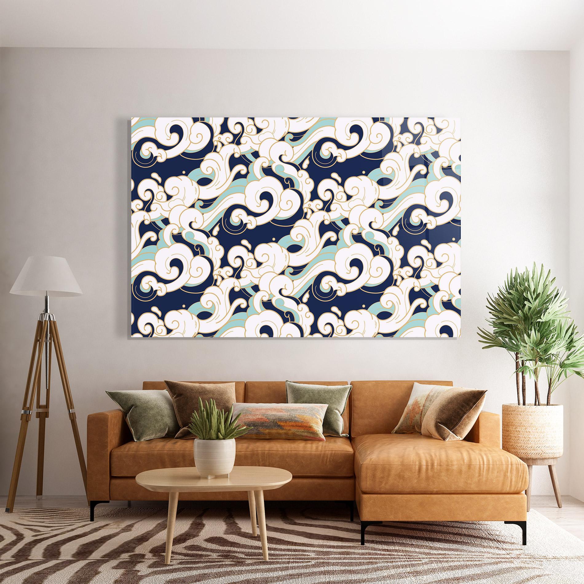 Стъклена картина Blue Green Cloud mockup 7