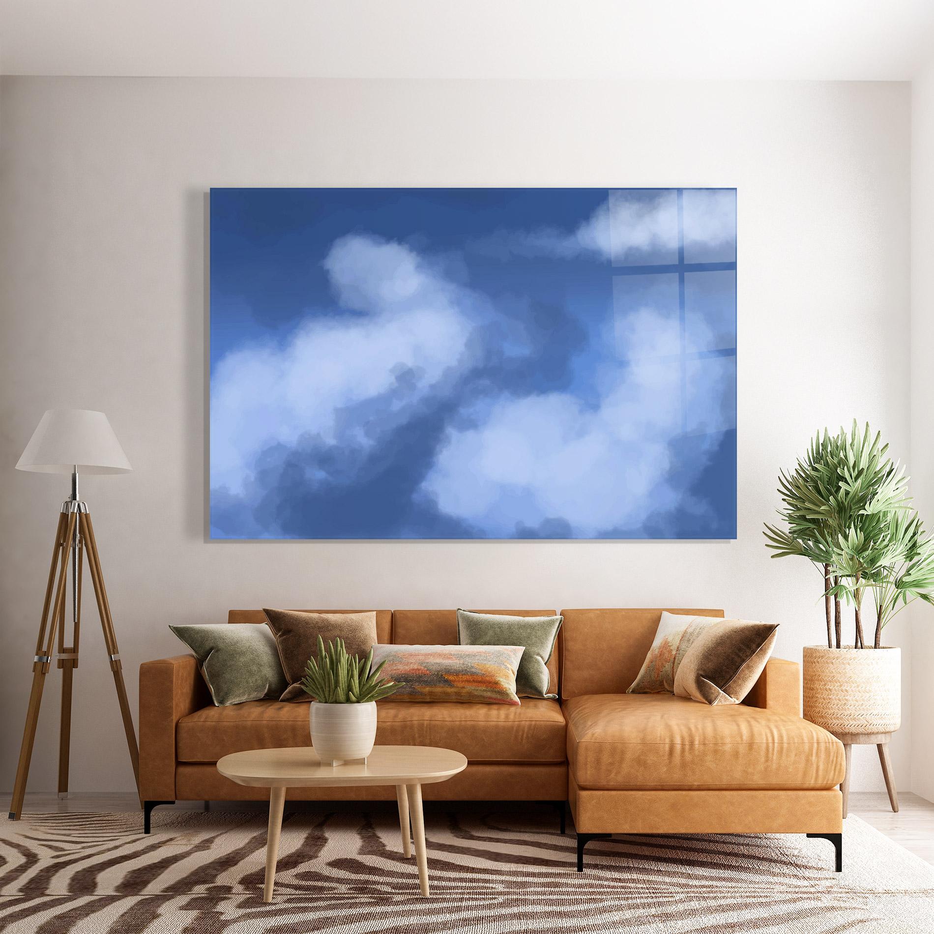 Стъклена картина Blue Mix Clouds mockup 7