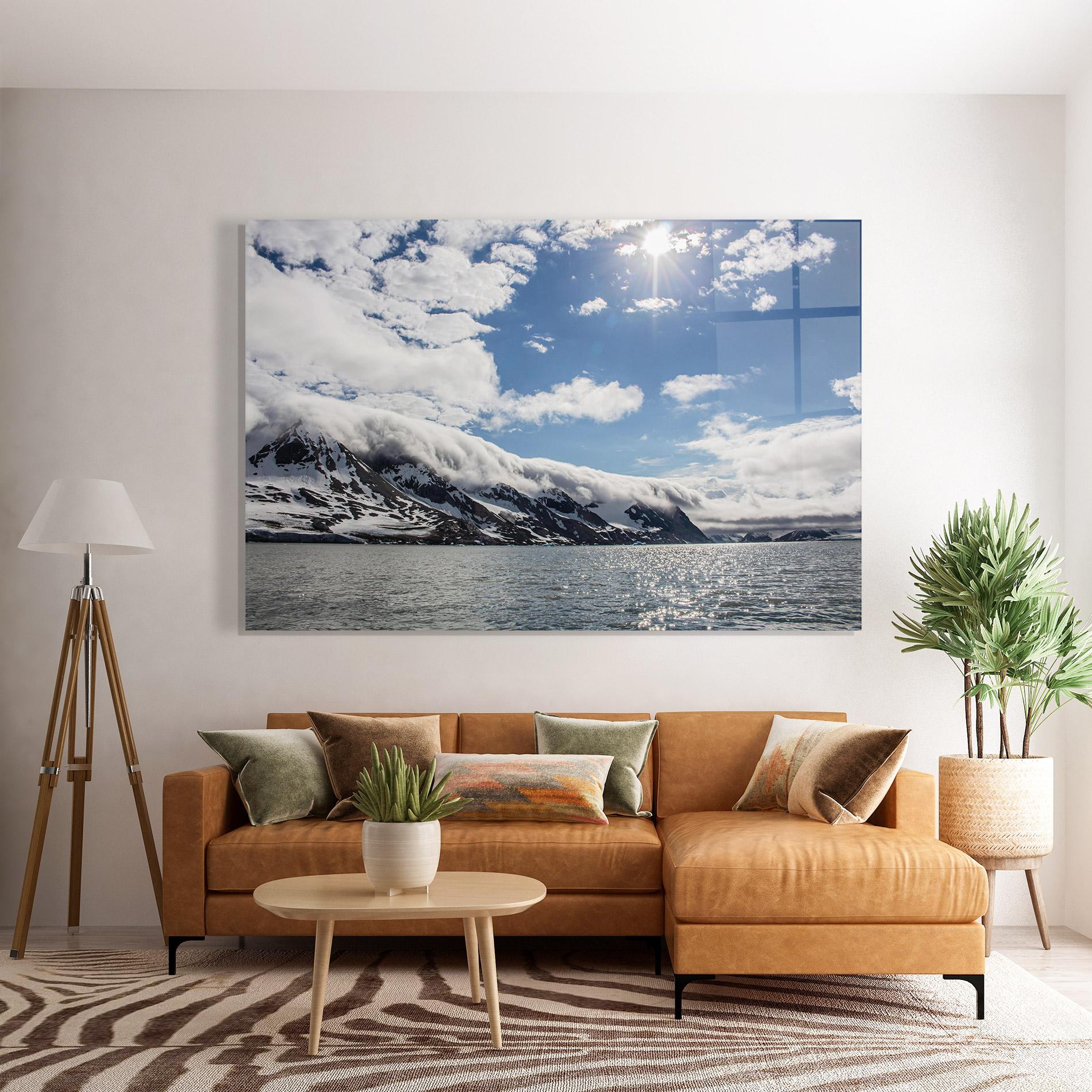 Стъклена картина Clouds Over Ice mockup 7