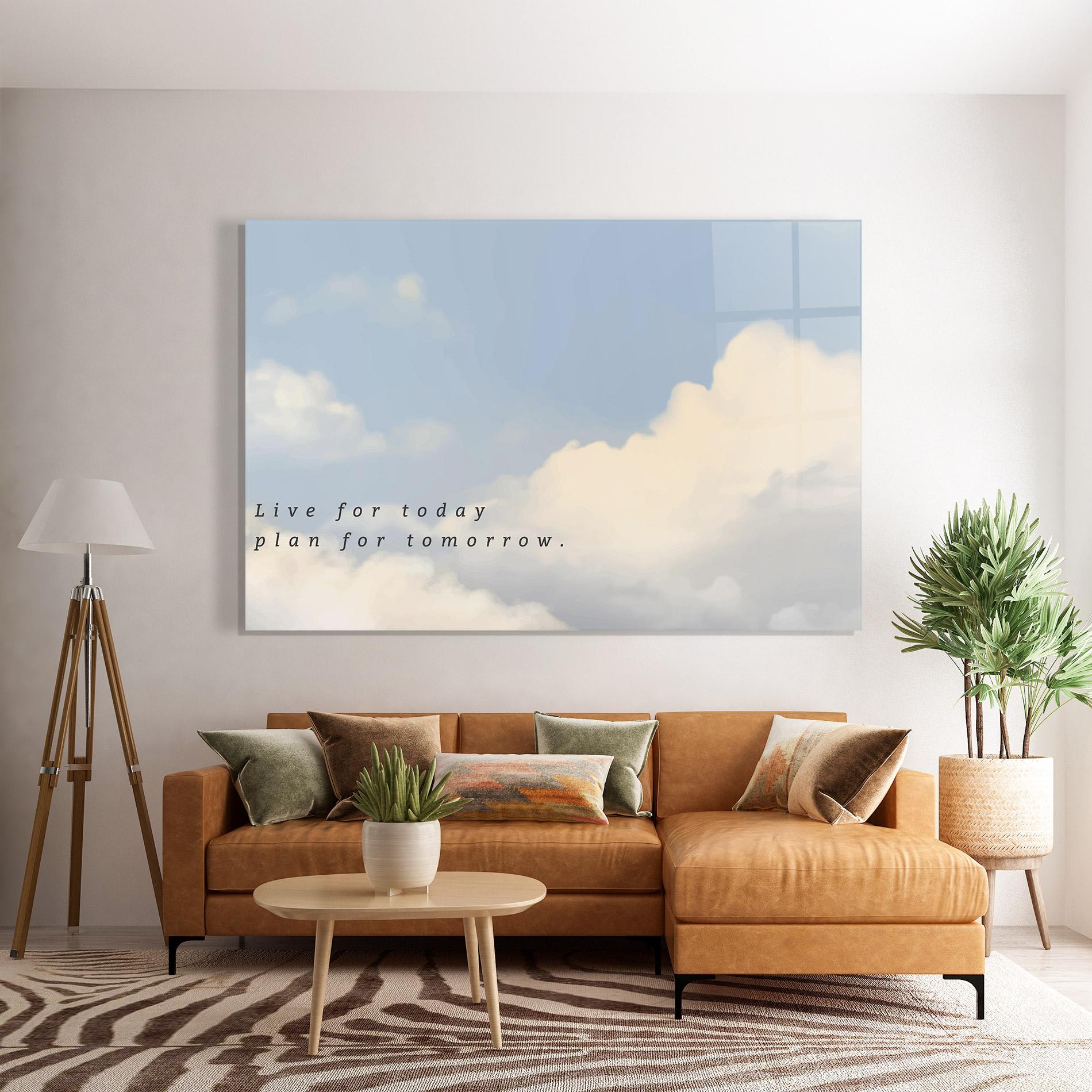 Стъклена картина Clouds Text Blue mockup 7