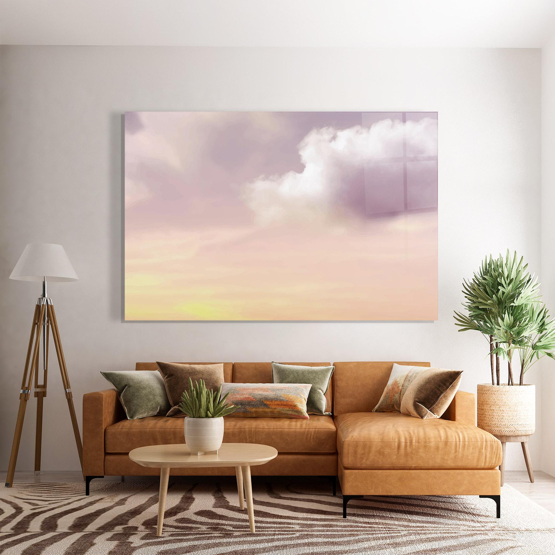 Стъклена картина Clouds Watercolor Cream mockup 7