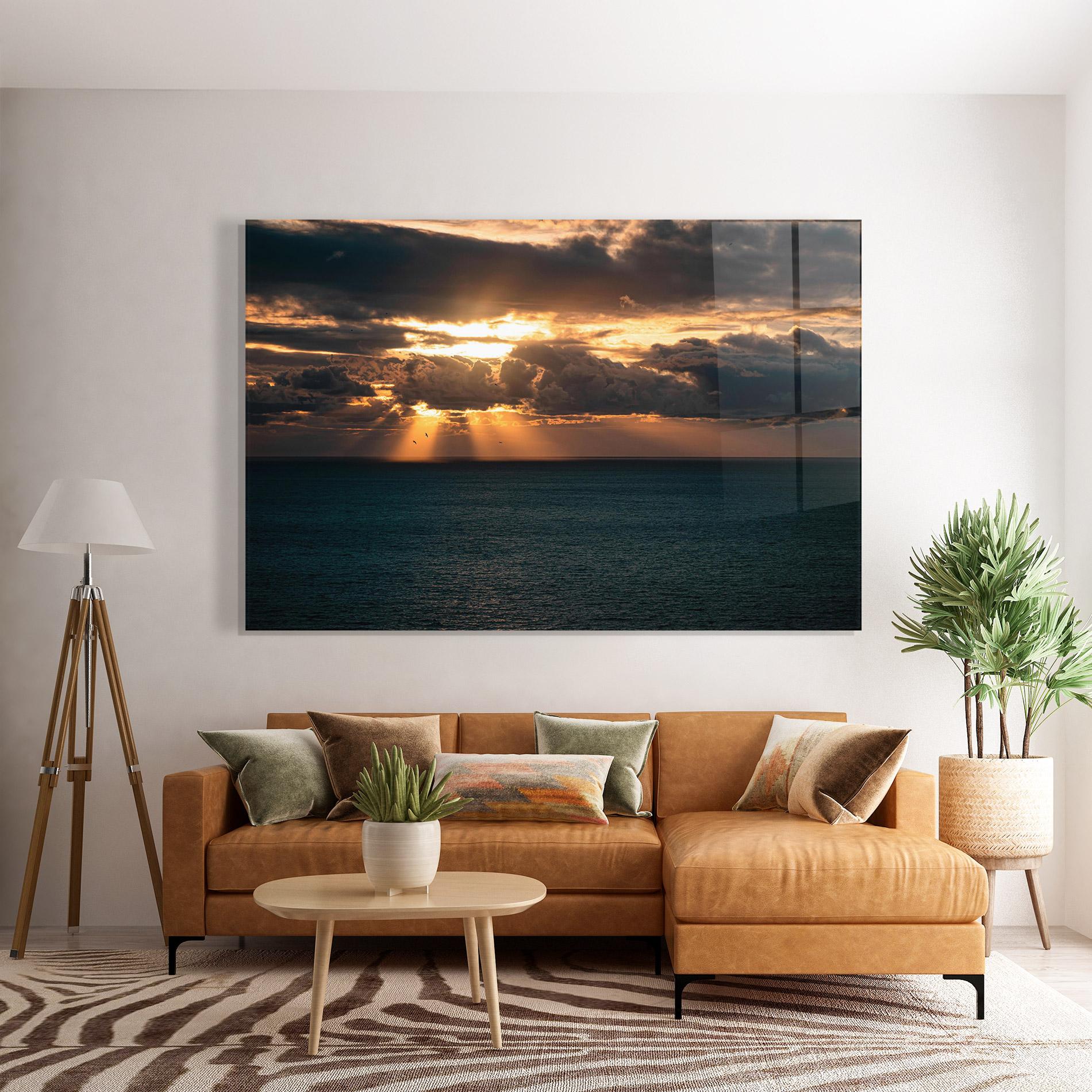 Стъклена картина Cloudy Sunrise mockup 7