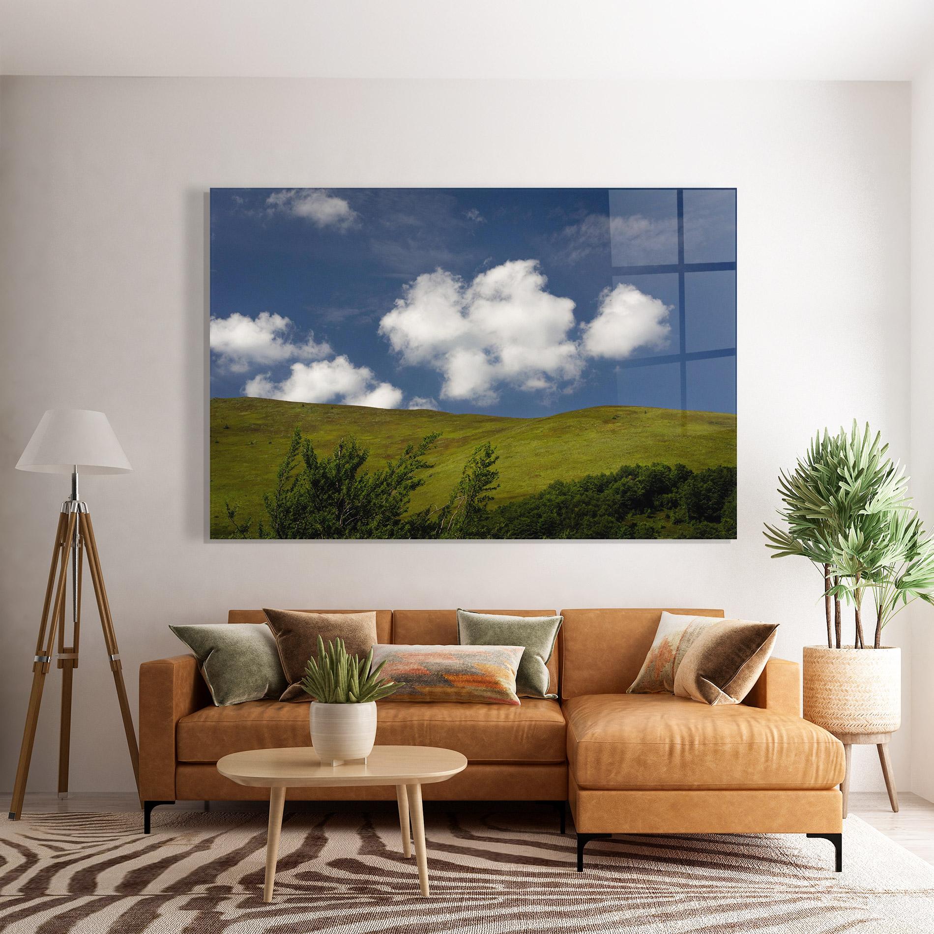 Стъклена картина Grass View Cloud mockup 7