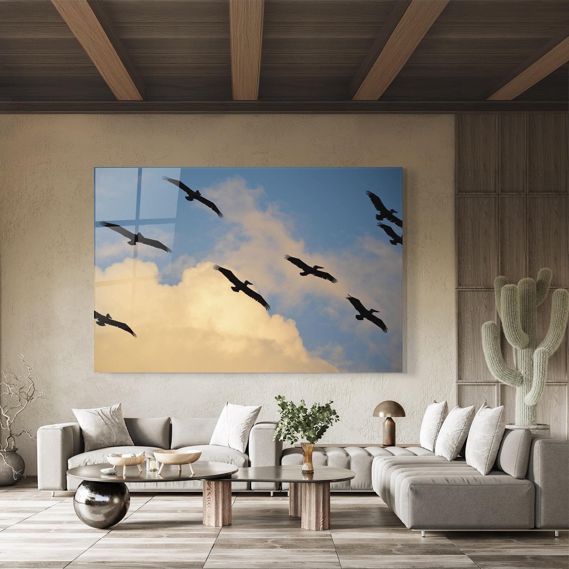 Стъклена картина Bird Shilouette Cloud mockup 8