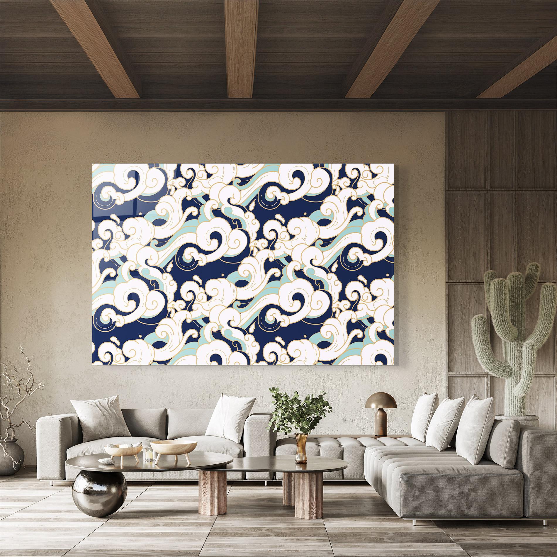 Стъклена картина Blue Green Cloud mockup 8