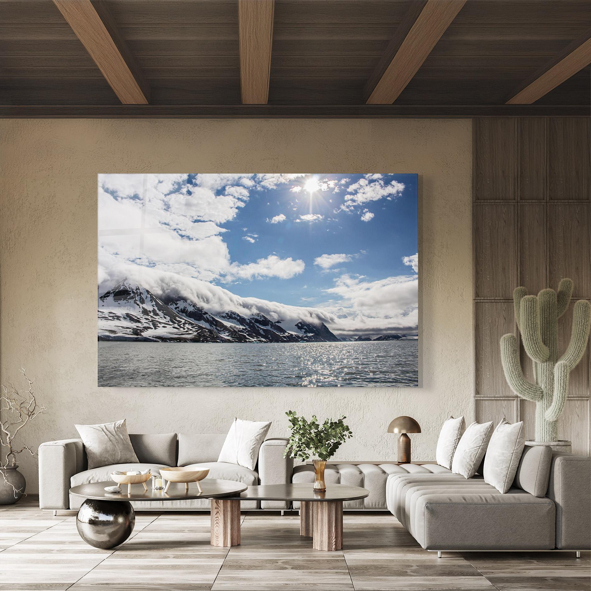 Стъклена картина Clouds Over Ice mockup 8