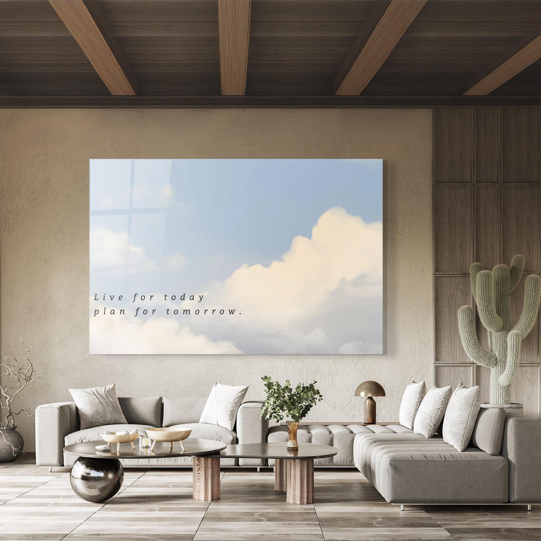 Стъклена картина Clouds Text Blue mockup 8