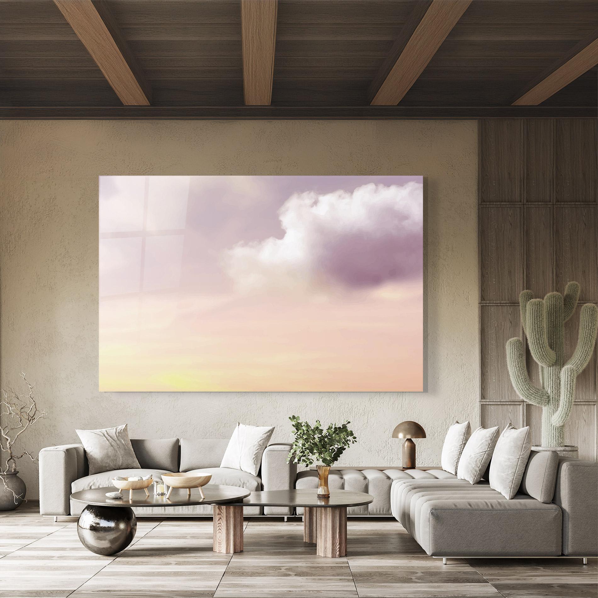 Стъклена картина Clouds Watercolor Cream mockup 8