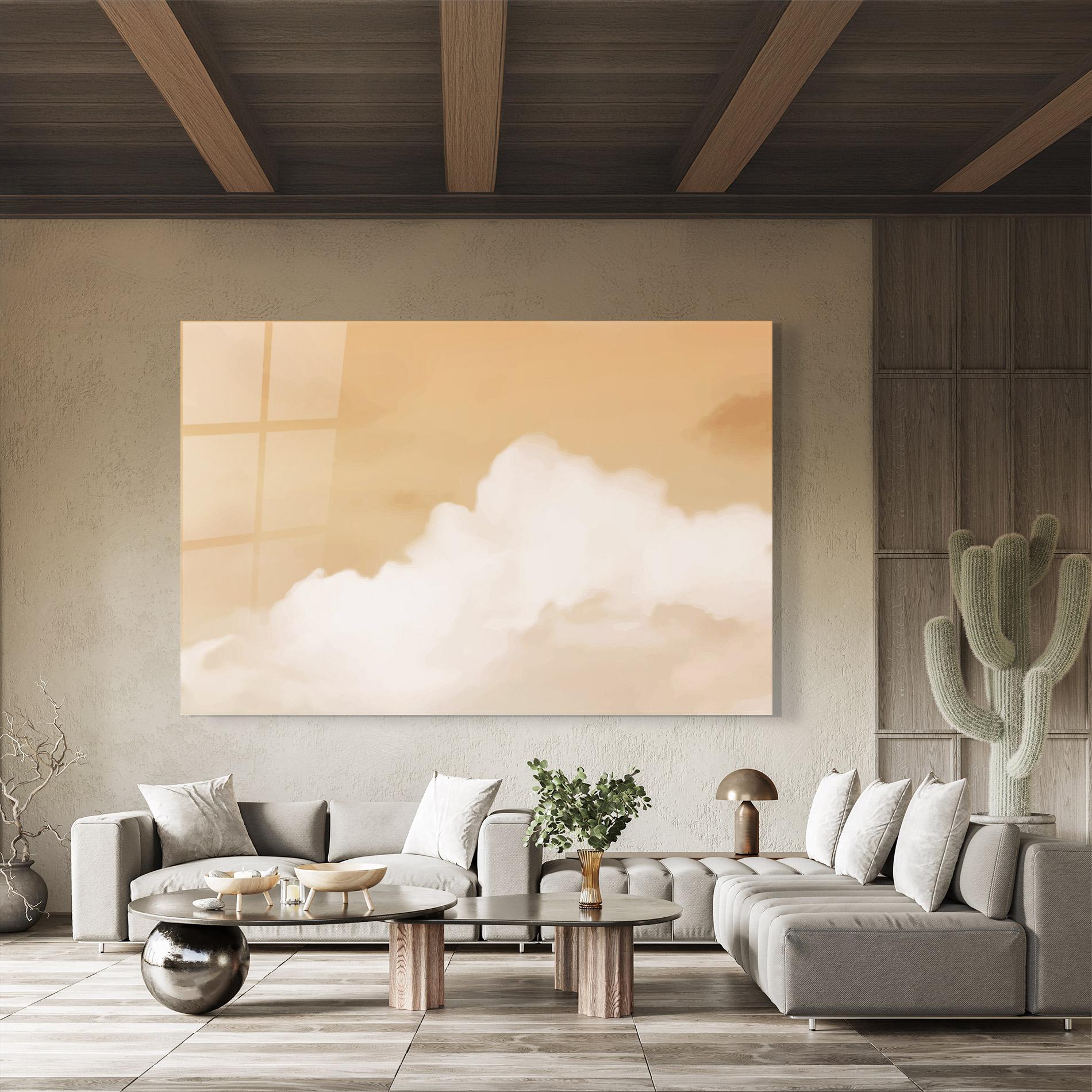 Стъклена картина Clouds Watercolor Yellow mockup 8