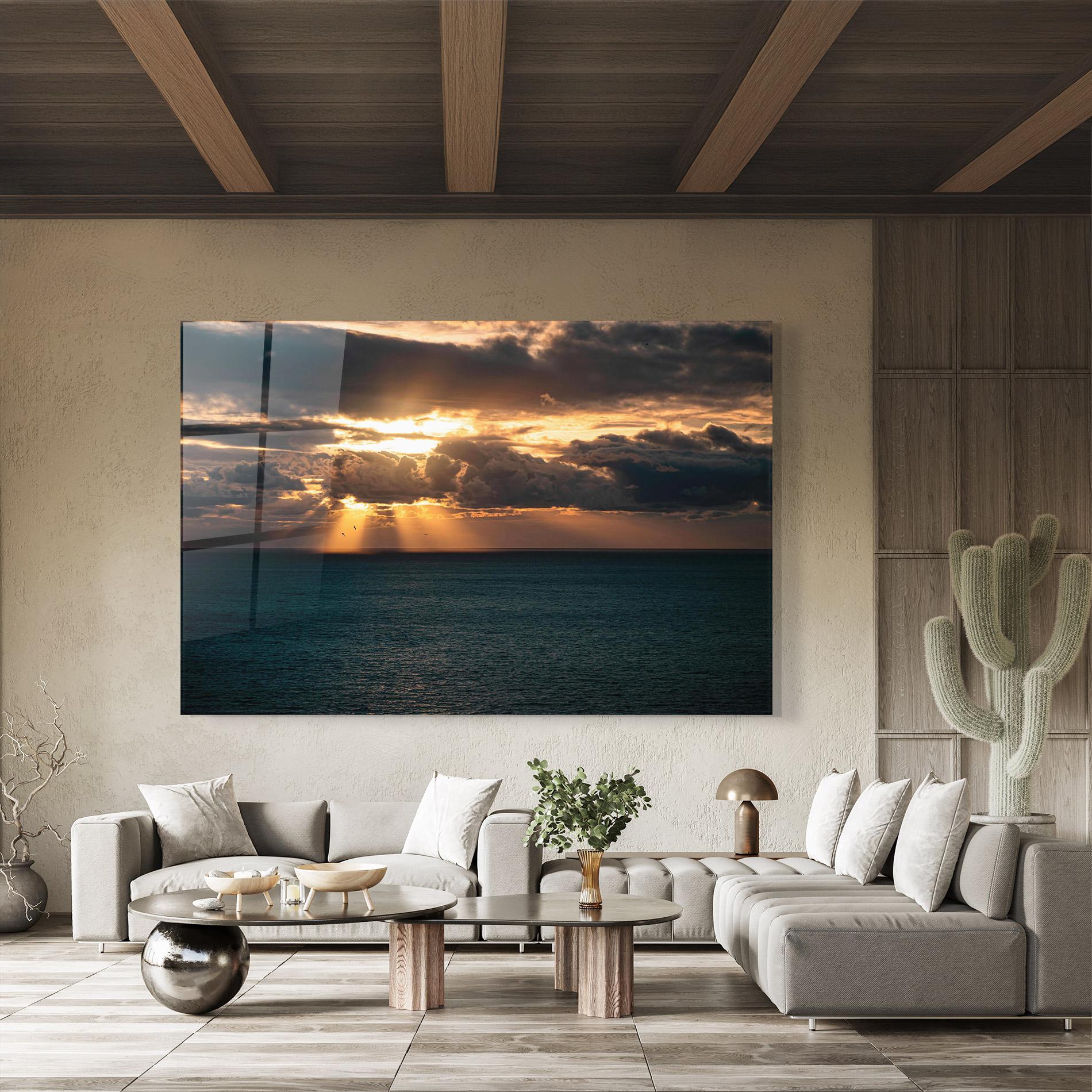 Стъклена картина Cloudy Sunrise mockup 8