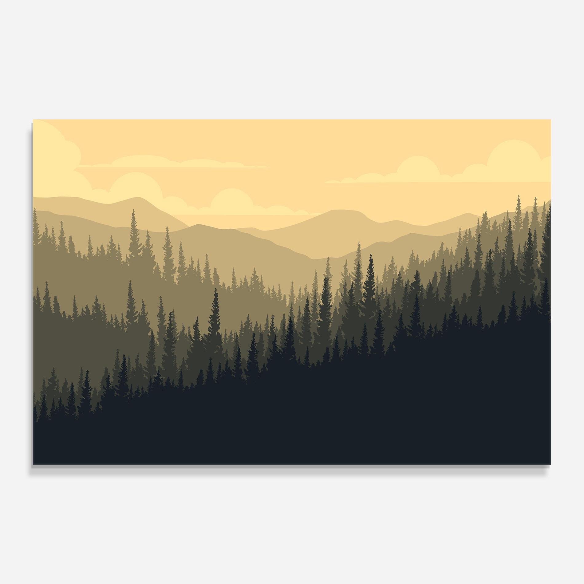 Стъклена картина Cream Foggy Forest mockup 0