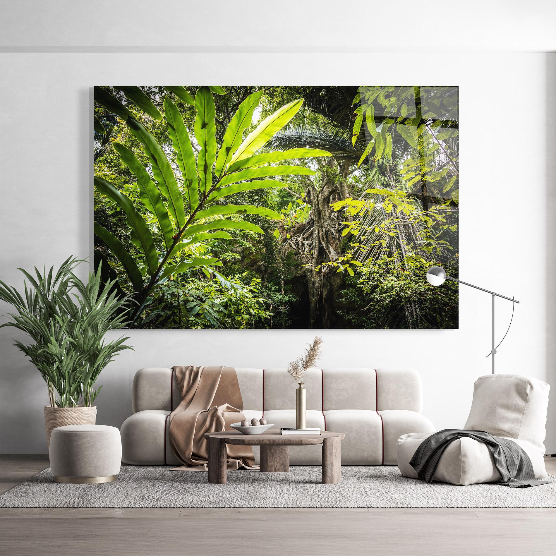 Стъклена картина Big Leaf Forest mockup 9