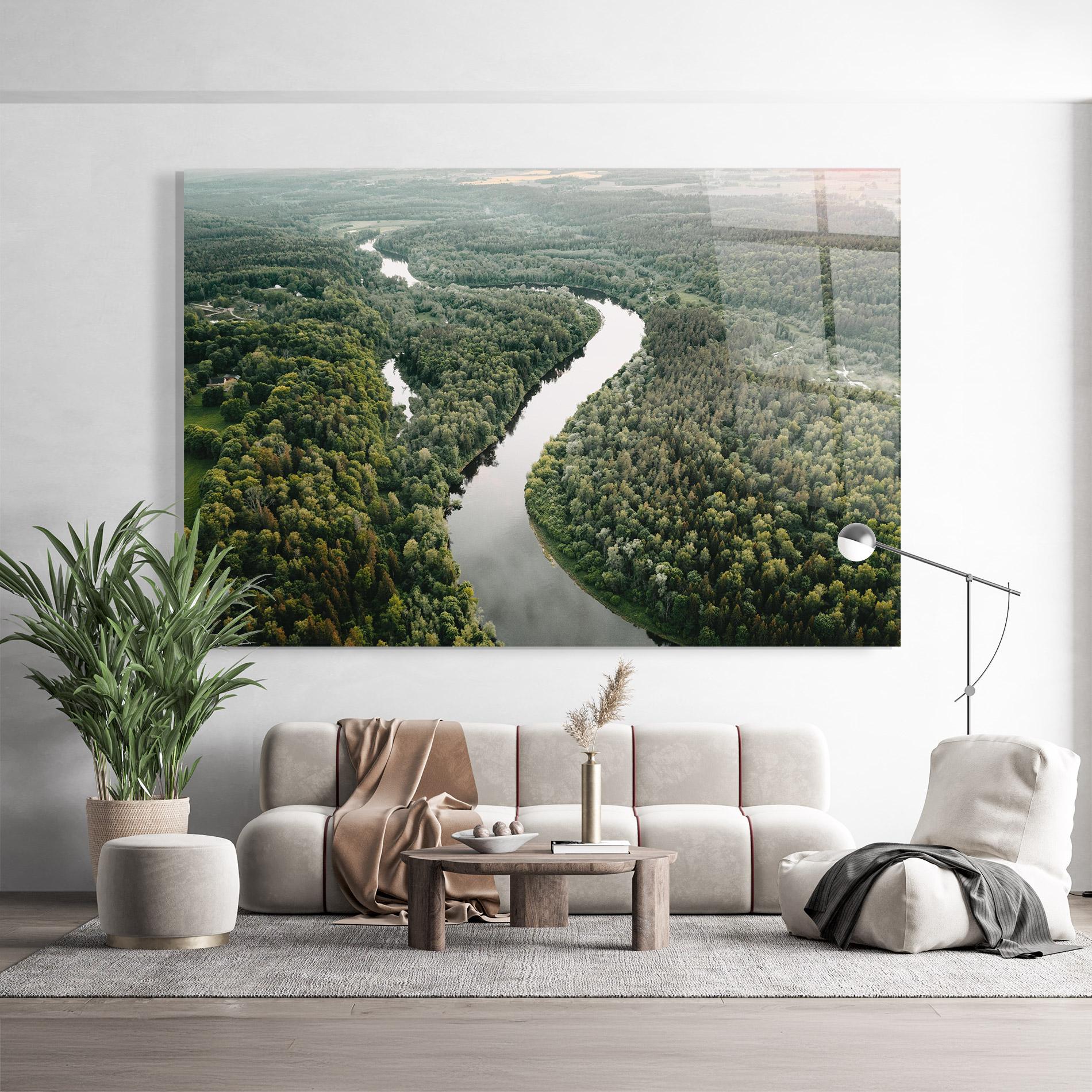 Стъклена картина Forest Big River mockup 9