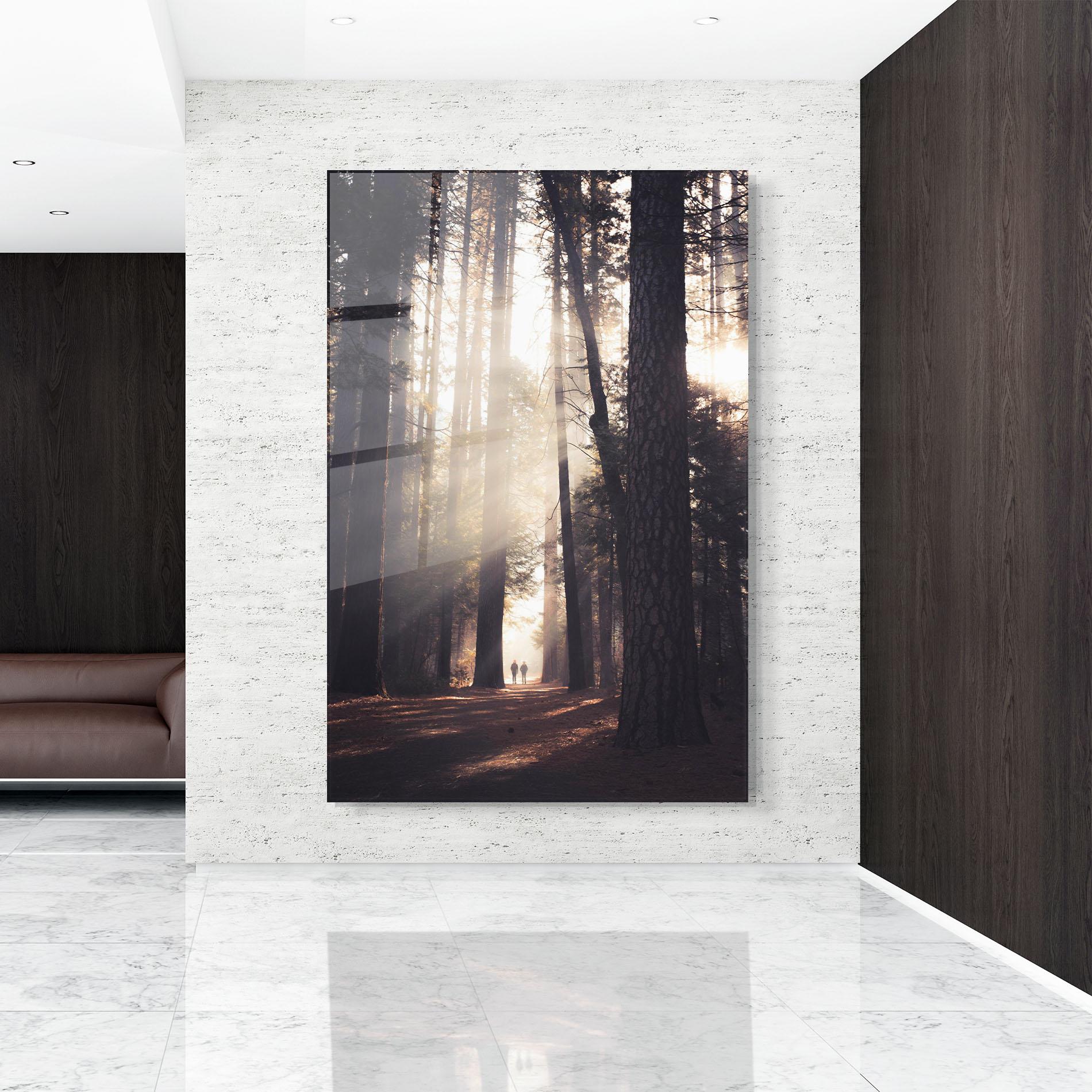 Стъклена картина Foggy Couple Forest mockup 9