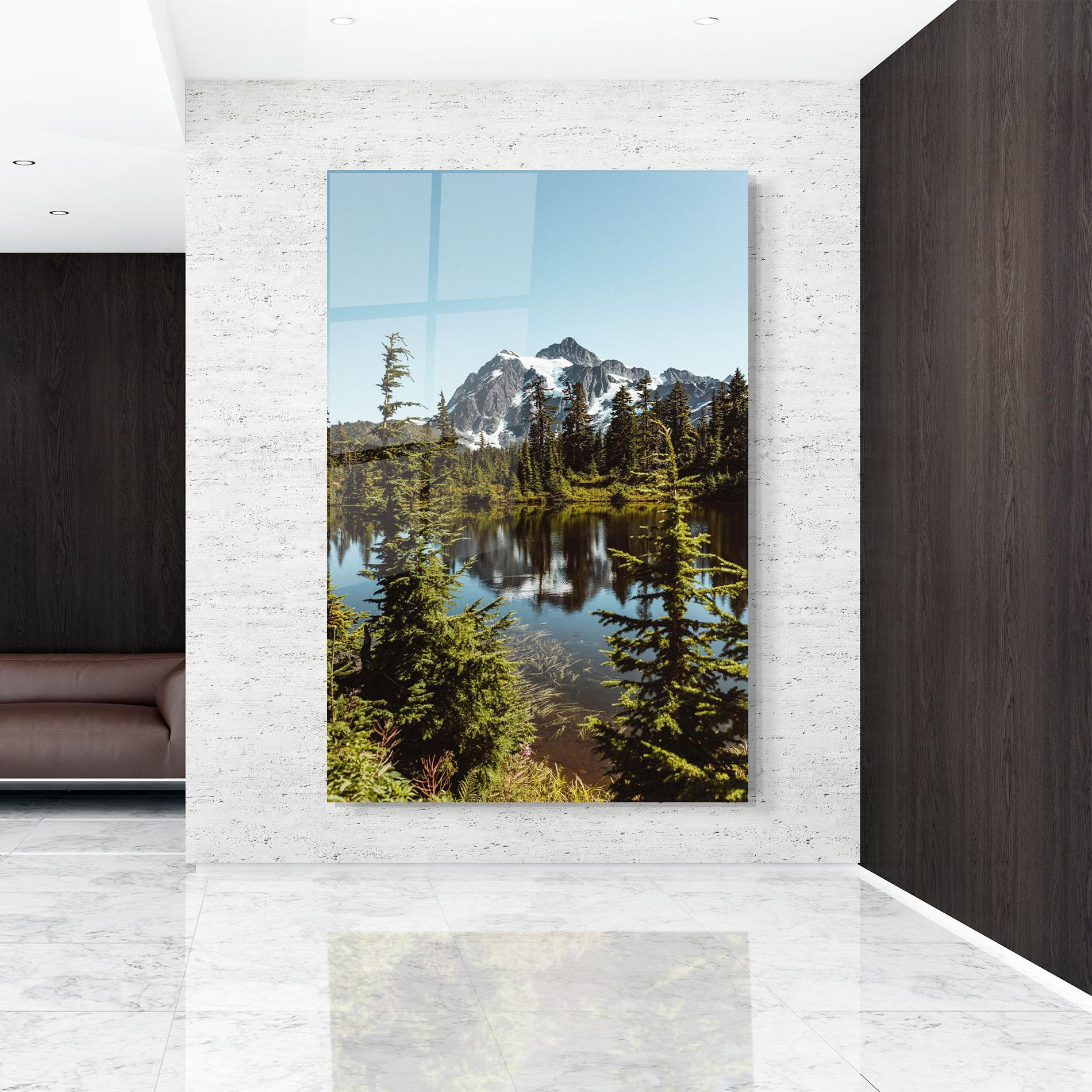 Стъклена картина Forest Snow Mountain mockup 9