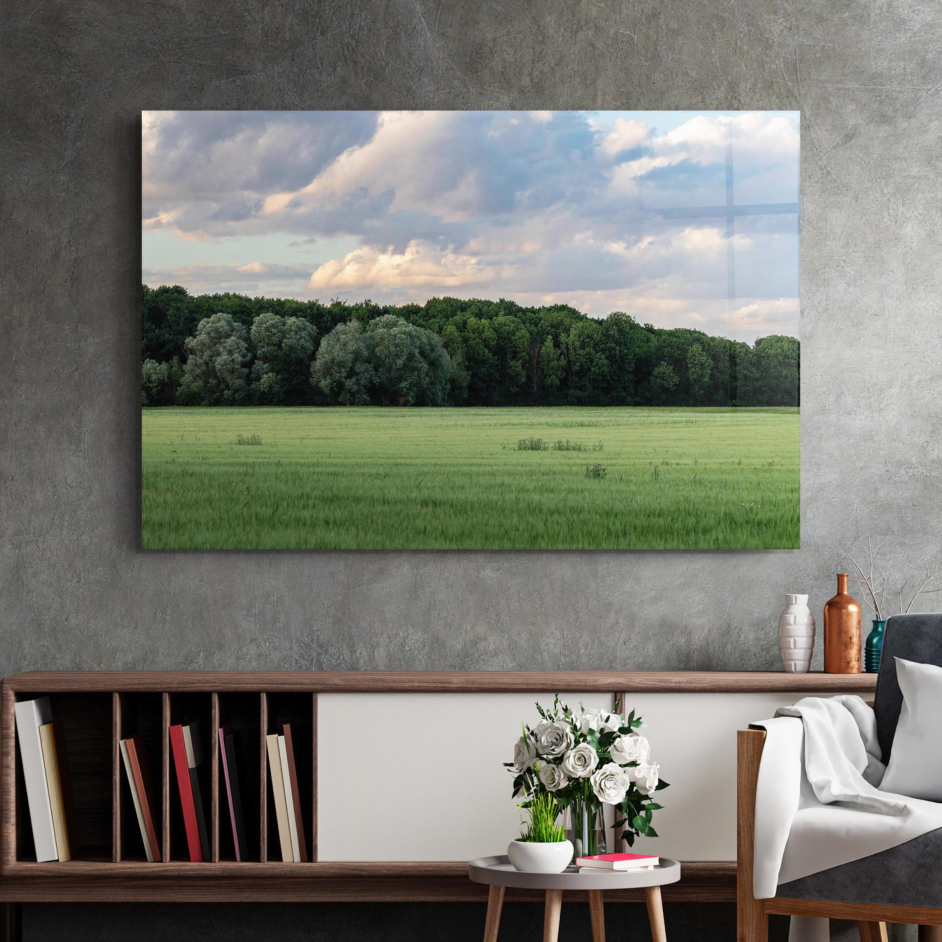 Стъклена картина Forest Field mockup 2