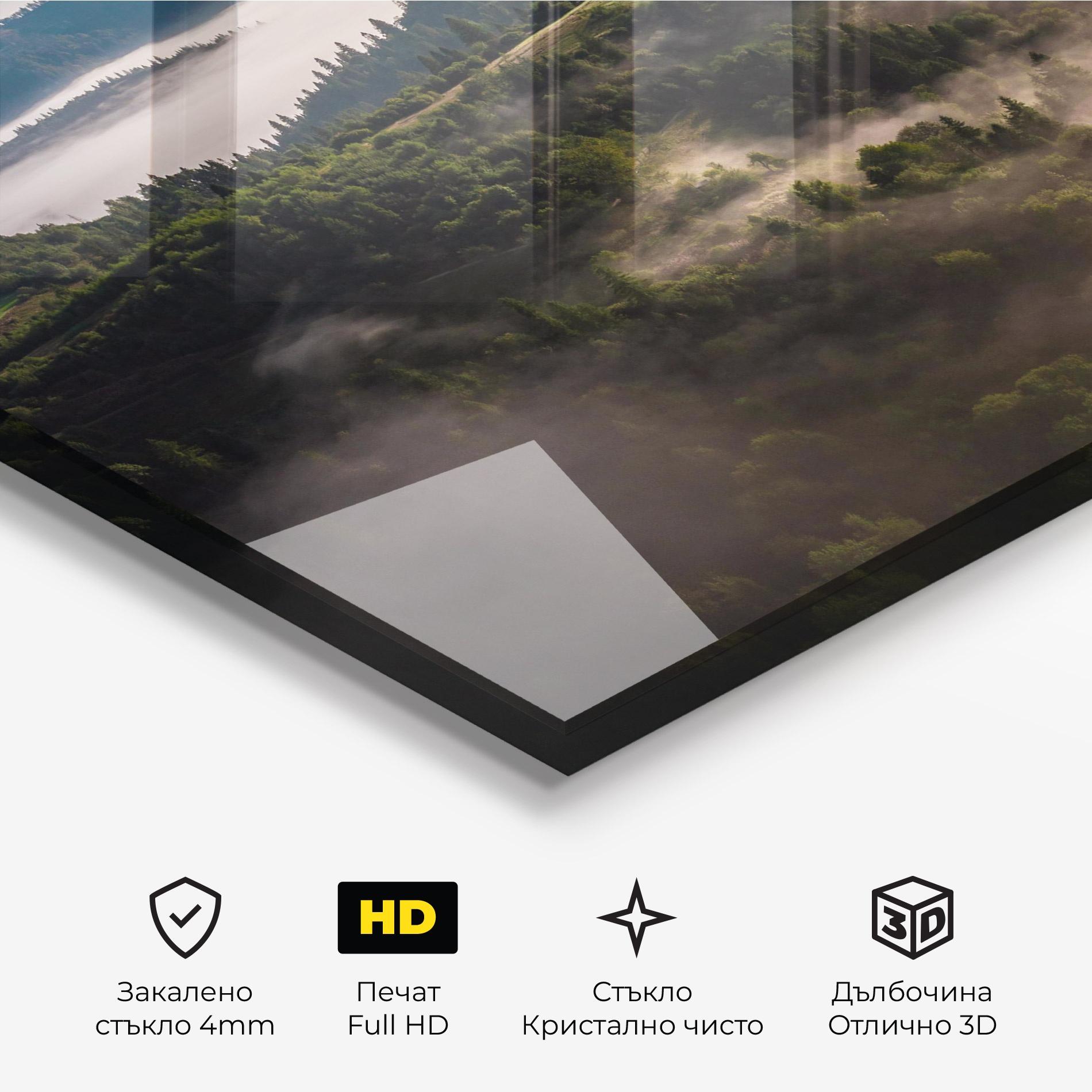 Стъклена картина Foggy Forest View mockup 3