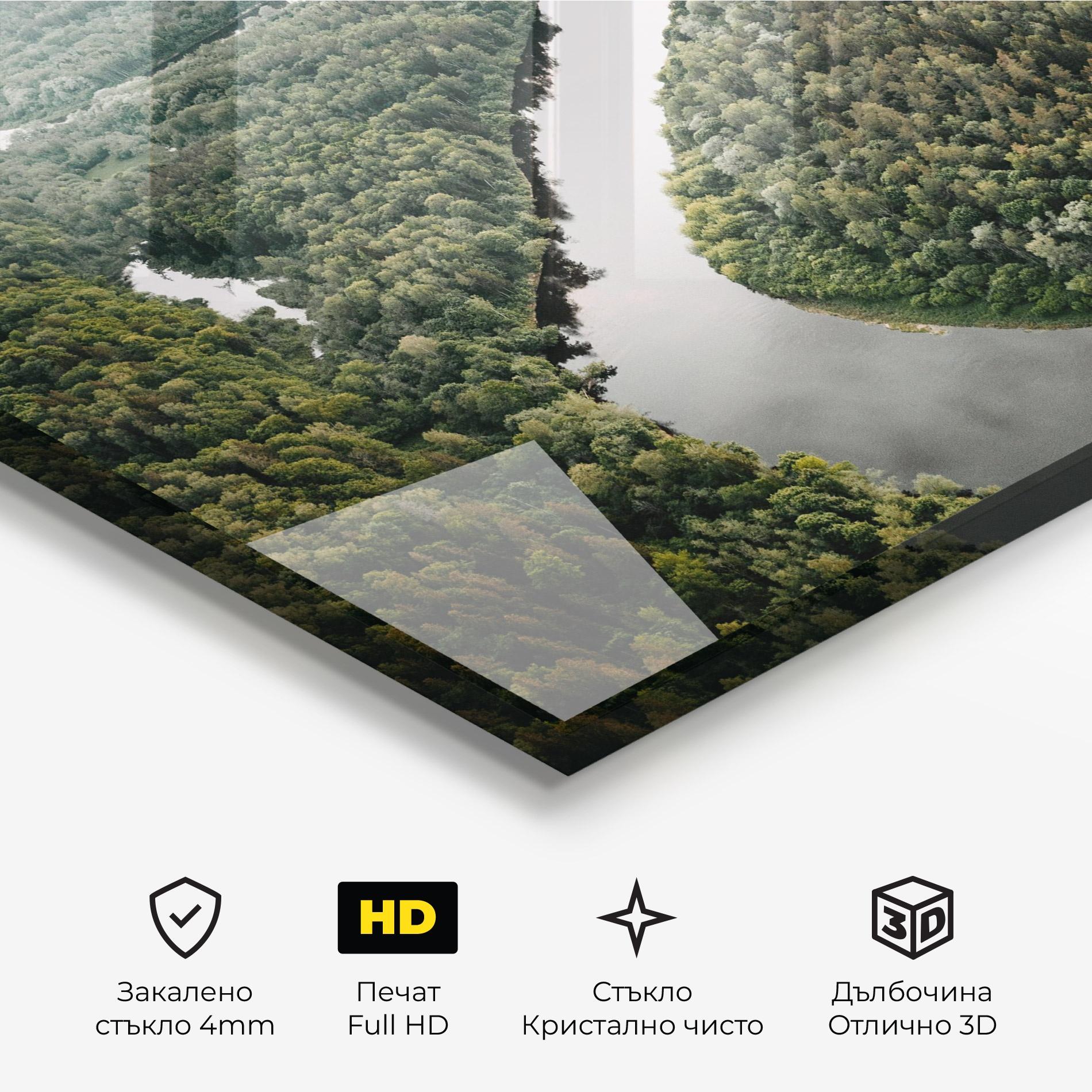 Стъклена картина Forest Big River mockup 3