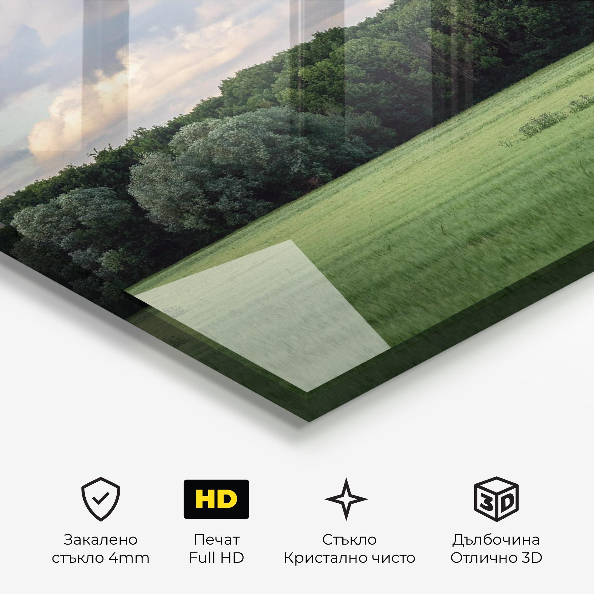Стъклена картина Forest Field mockup 3